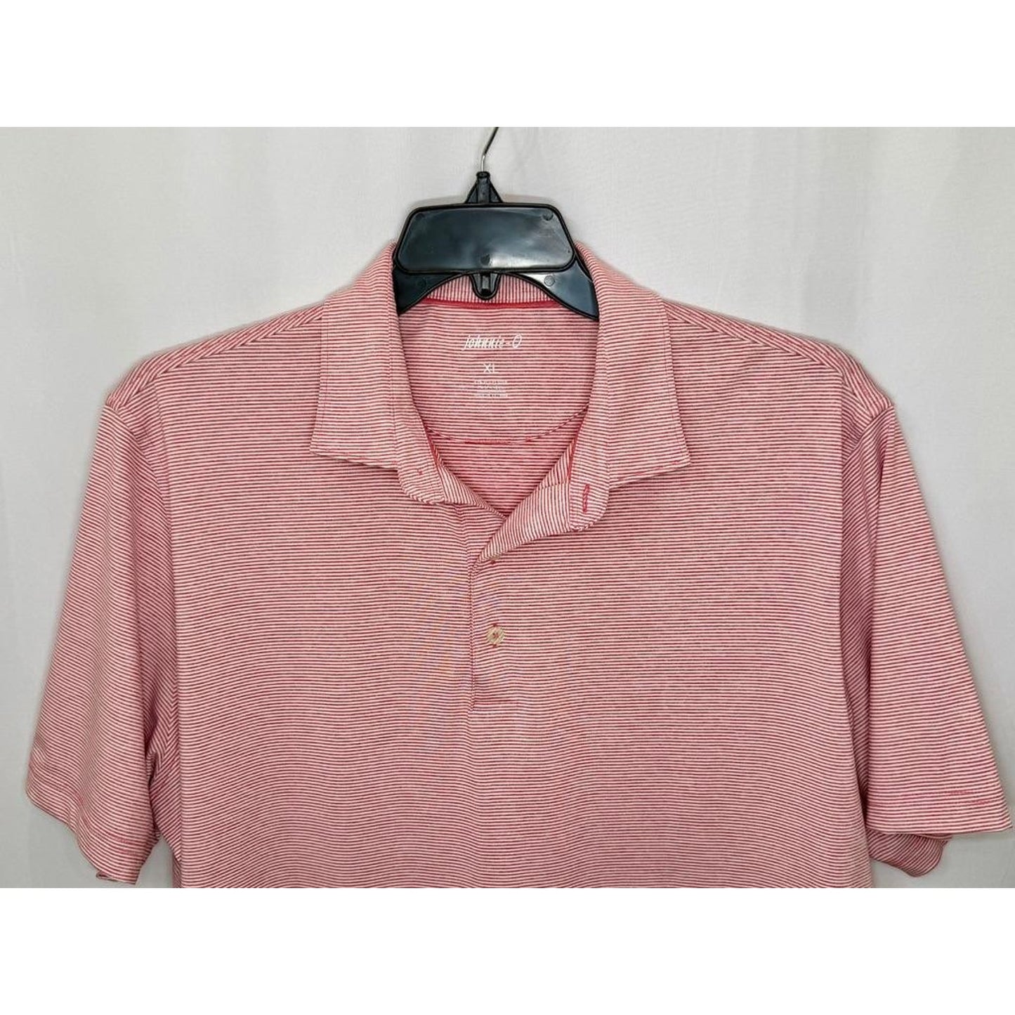 Johnnie-O Golf Polo Shirt Mens XL Red White Striped Short Sleeve Performance