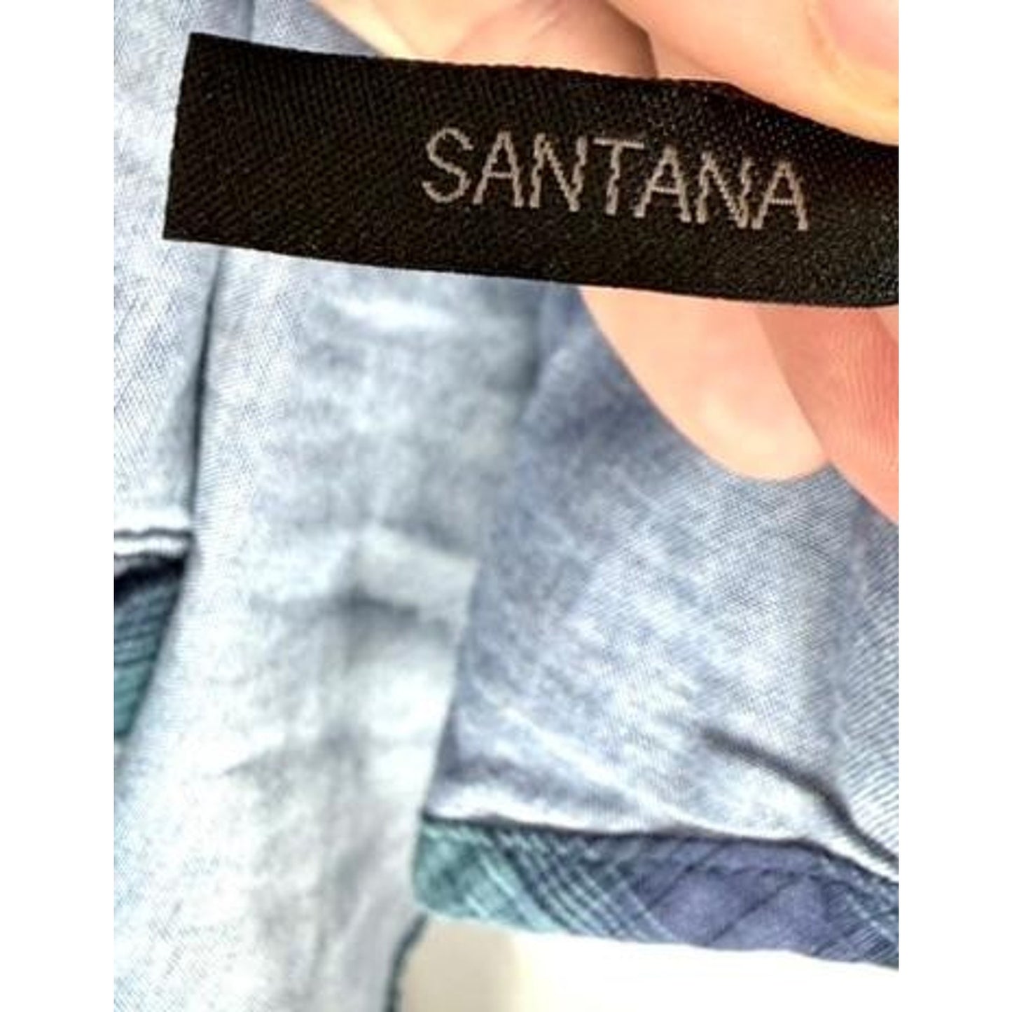 Hudson Jeans Santana Plaid Flannel Shirt Mens Large Blue Green Cotton Button Up