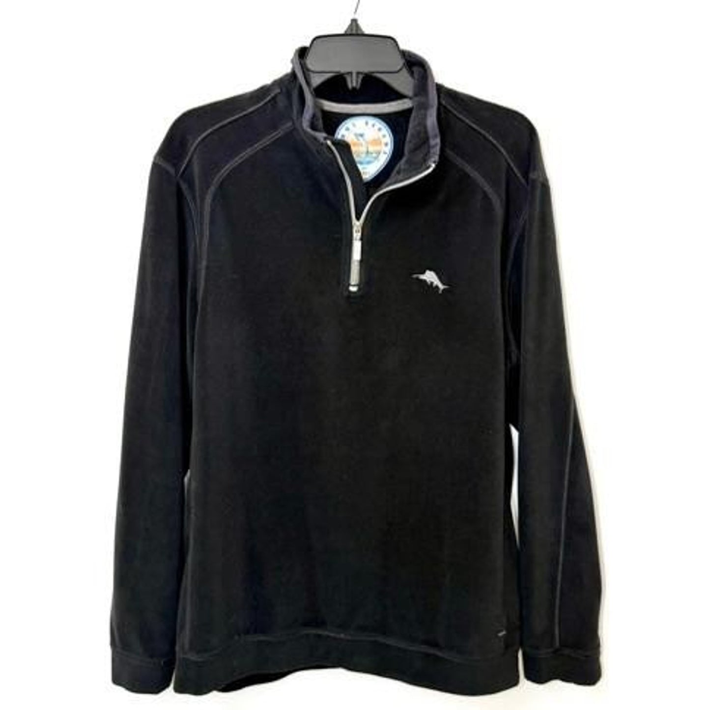 Tommy Bahama Paradise Tech 1/4 Zip Pullover Sweatshirt Mens Medium Black Fleece