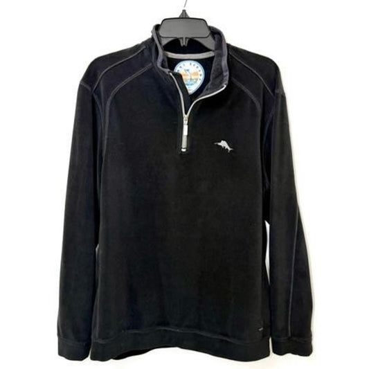 Tommy Bahama Paradise Tech 1/4 Zip Pullover Sweatshirt Mens Medium Black Fleece