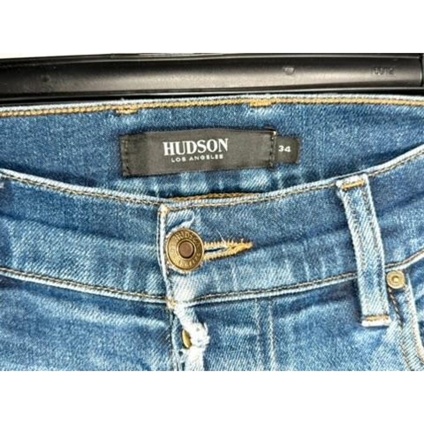 Hudson Jeans Mens 34 Blue Denim Relaxed Skinny Distressed Stretch Pants