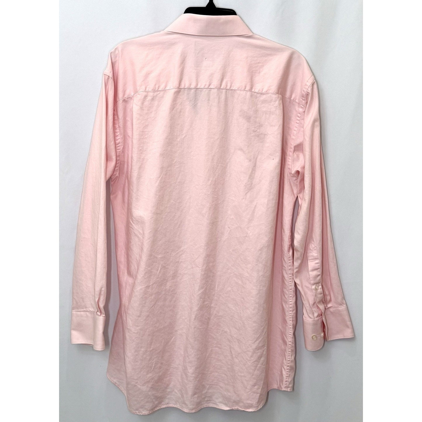Tattersal London shirt men's large 17 32-33 pink white check long sleeve
