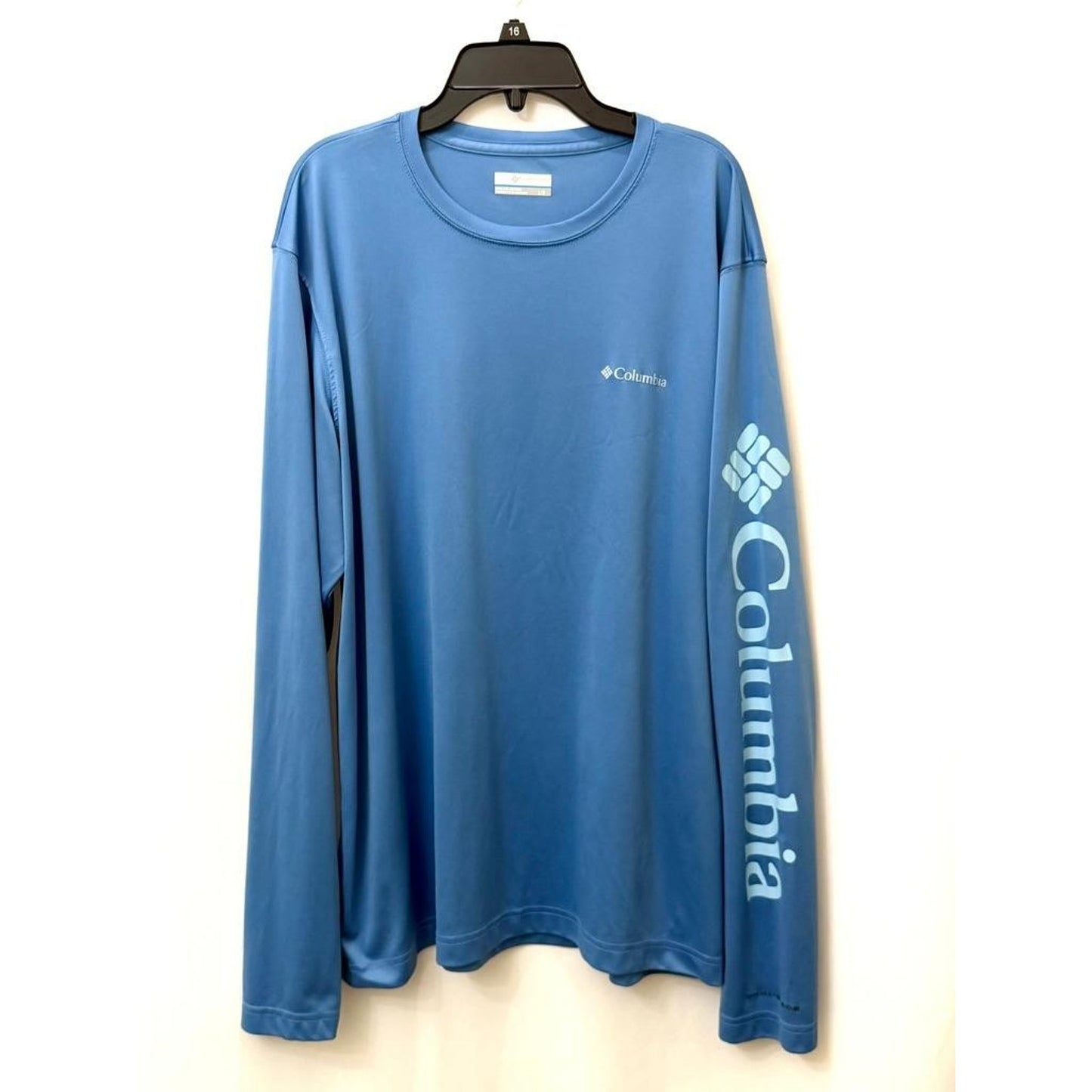 Columbia PFG Omni-Shade Long Sleeve Shirt Mens Large Blue Fishing Sun Tee