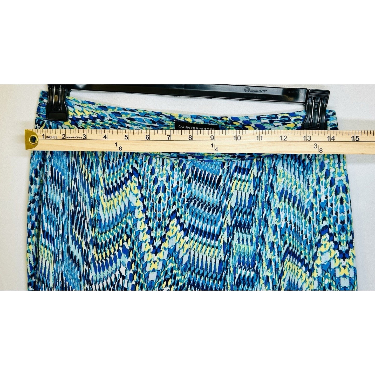 Counterparts Stretchy Pants Blue Size M Geo Design Pull On Casual Work Wide Leg