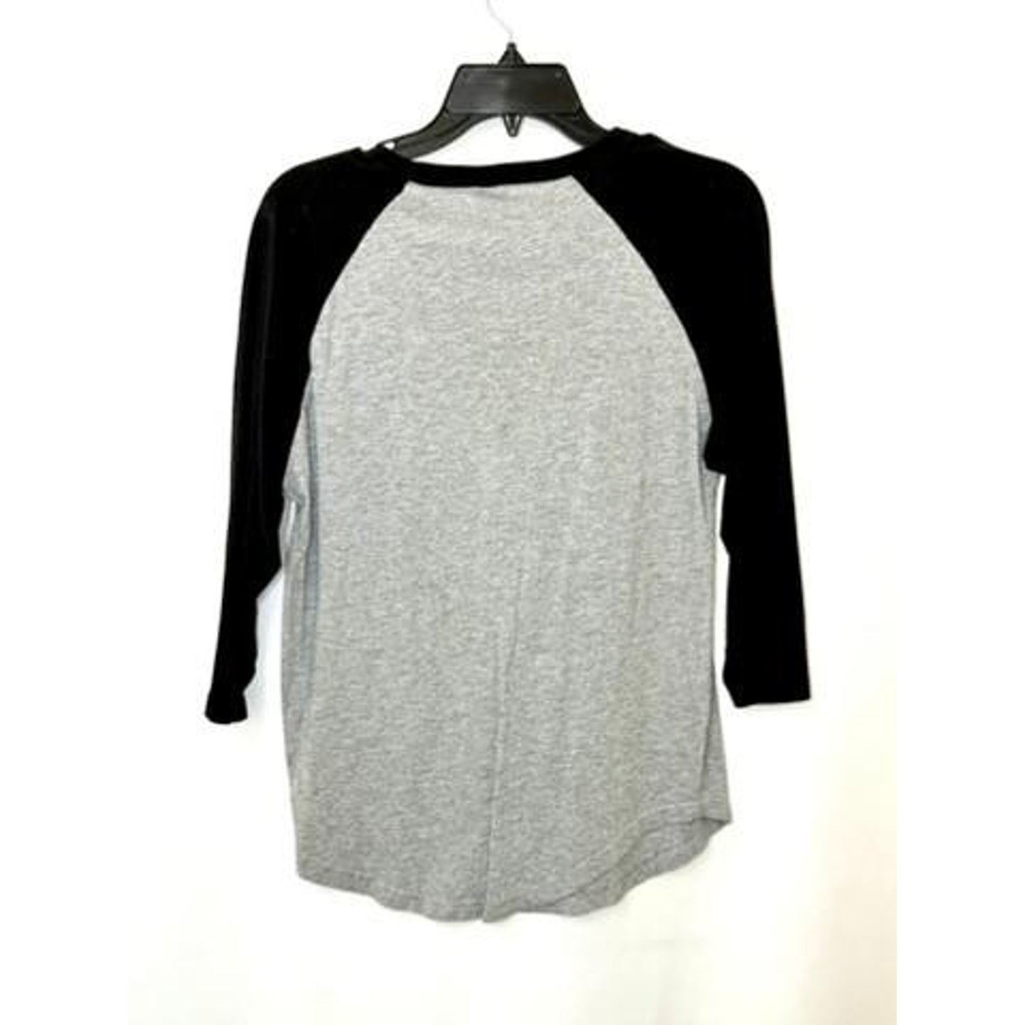 Cotton Heritage Happy Fall Raglan Shirt Womens Small Gray Black 3/4 Sleeve