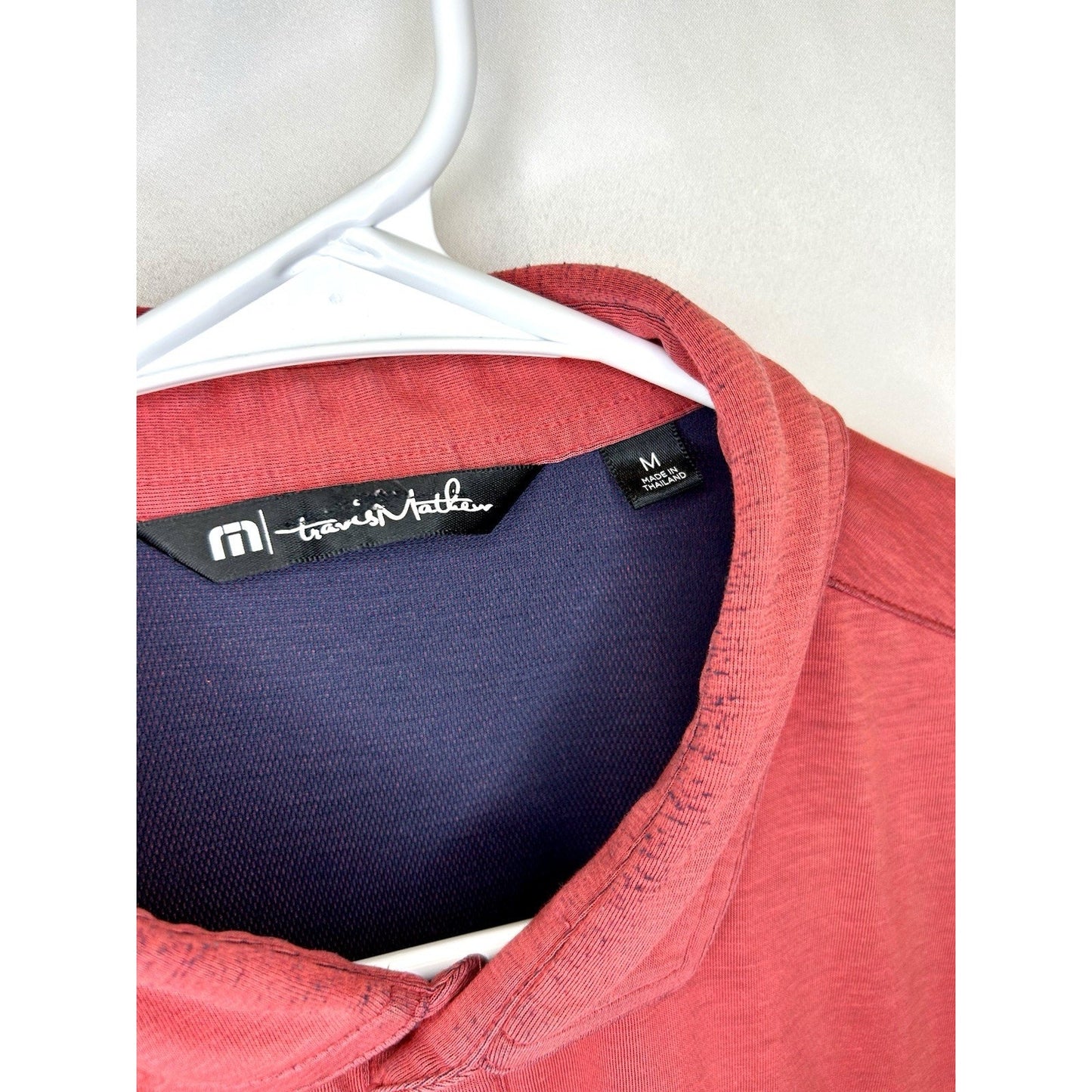 Travis Mathew Polo Shirt Red Golf Performance Pocket Mens Size Medium