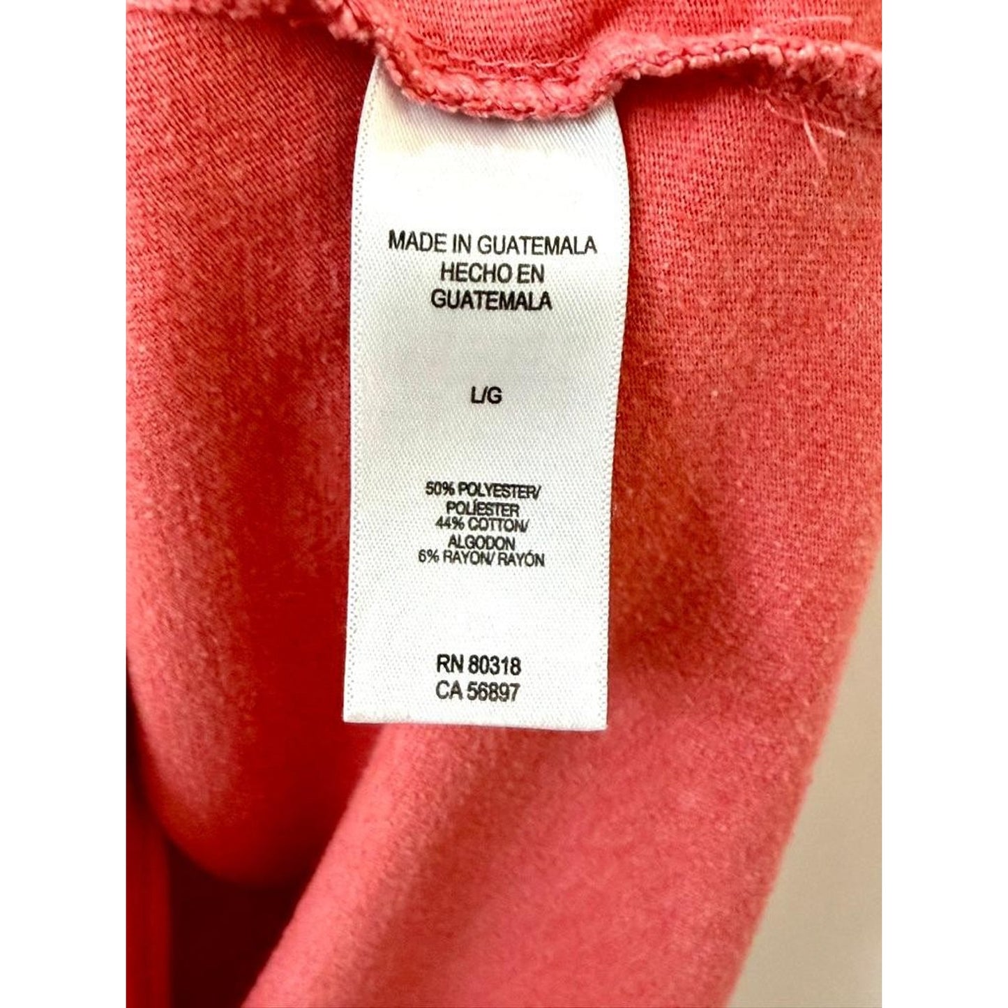 Lucky Brand T-Shirt Mens Large Coral Red Heather Short Sleeve Crew Neck Tee
