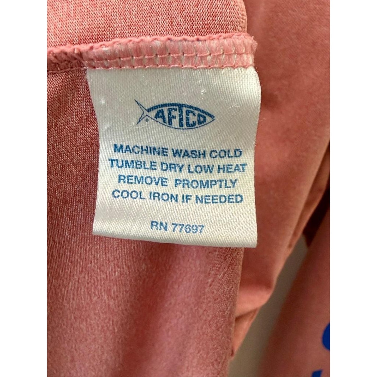 AFTCO Fishing Shirt Mens Large Salmon Pink Long Sleeve Sun Protection