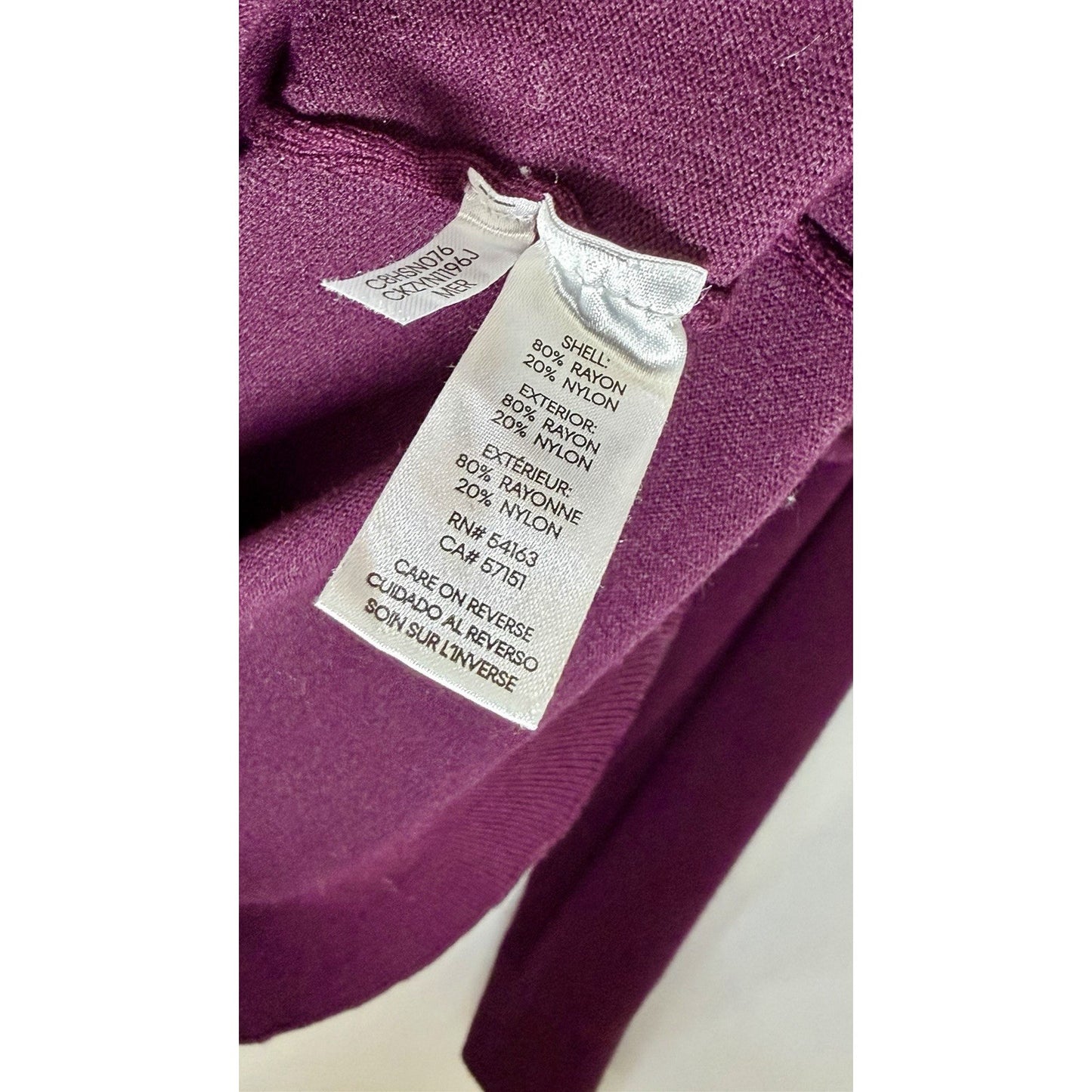 Calvin Klein Womens Plum Knit Pullover Sweater Medium Mock Neck Modern Classic