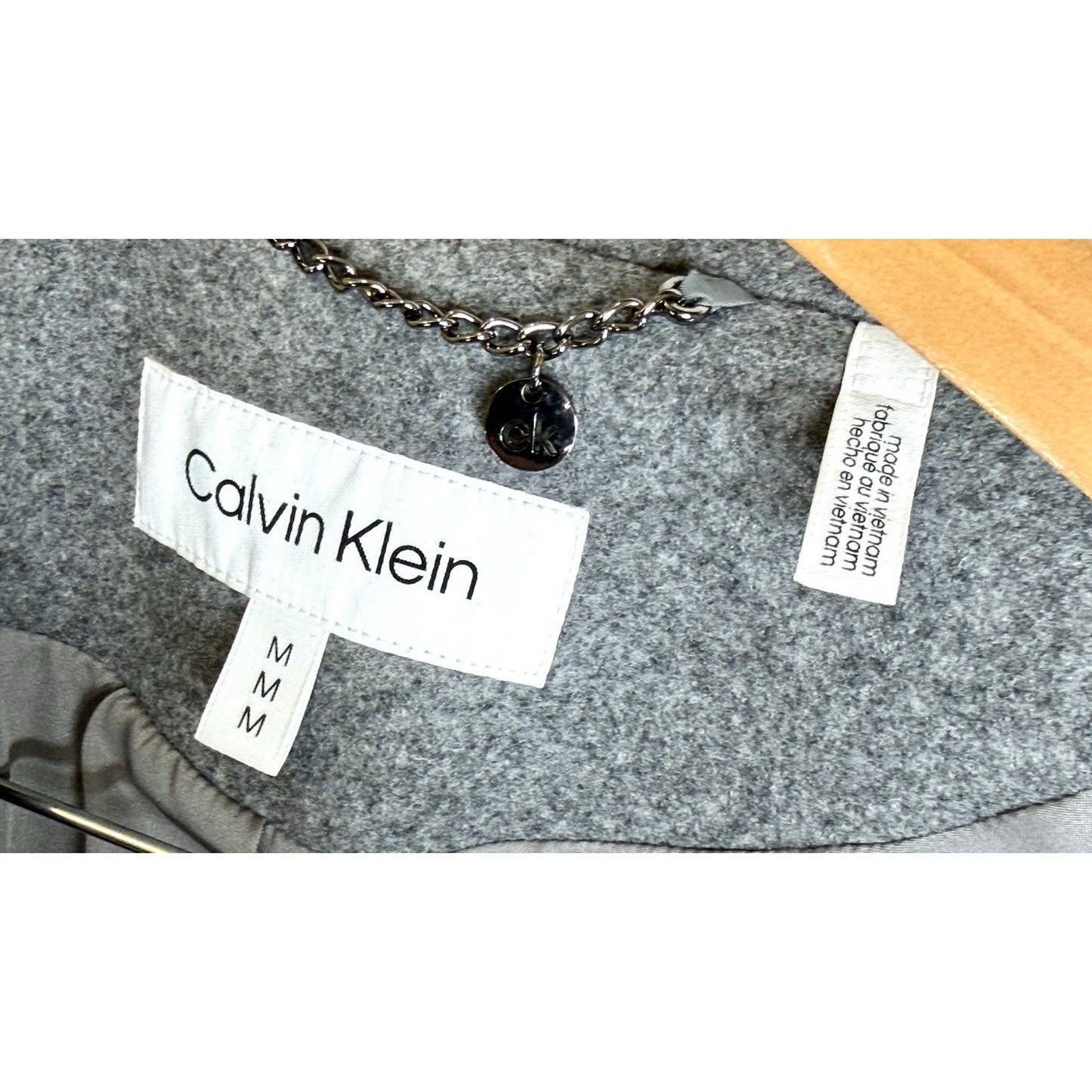 Calvin Klein Gray Double Breasted Mid-Length Pea Coat Women Long Sleeve Size M