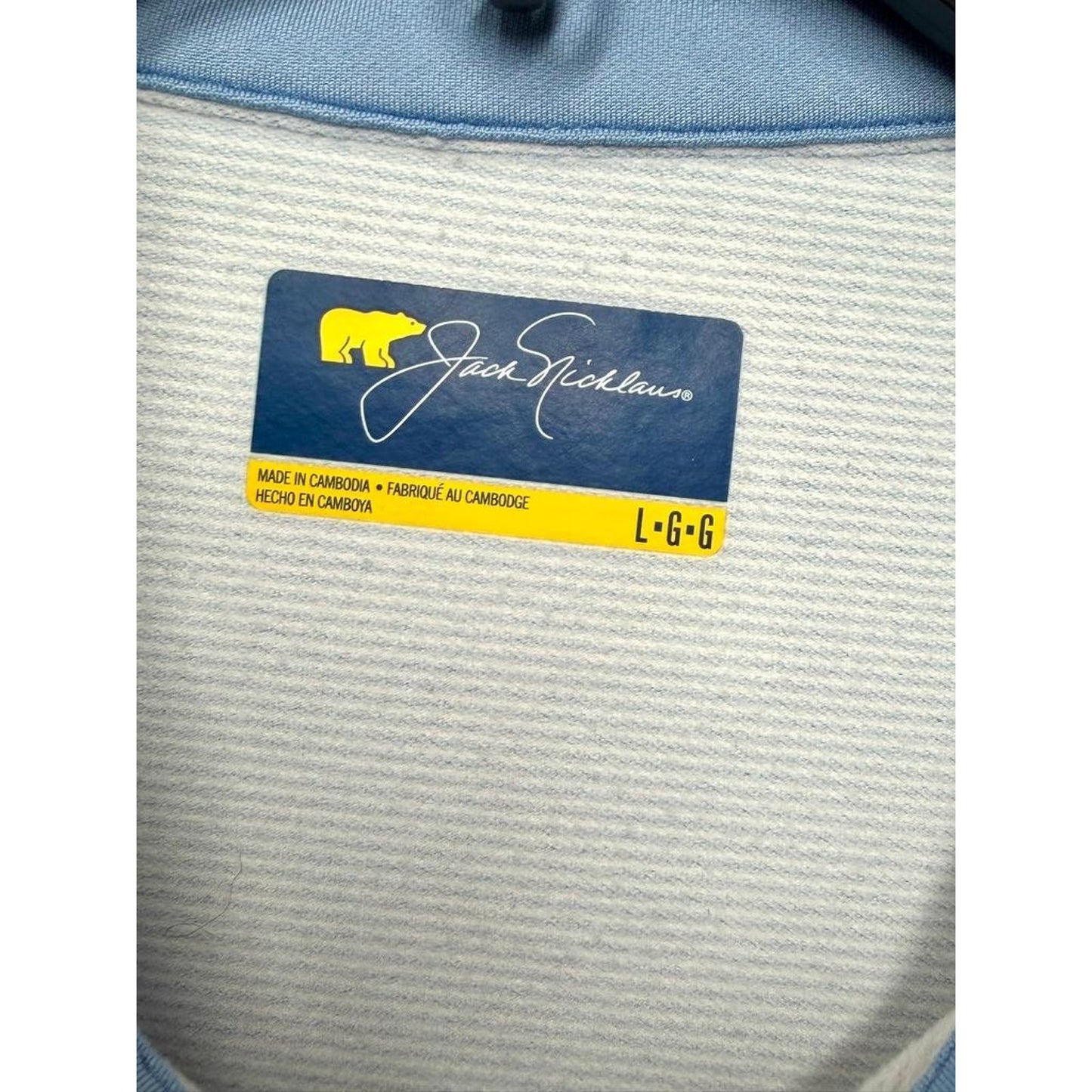 Jack Nicklaus Golf Pullover Mens Large Blue White Striped 1/4 Zip Long Sleeve