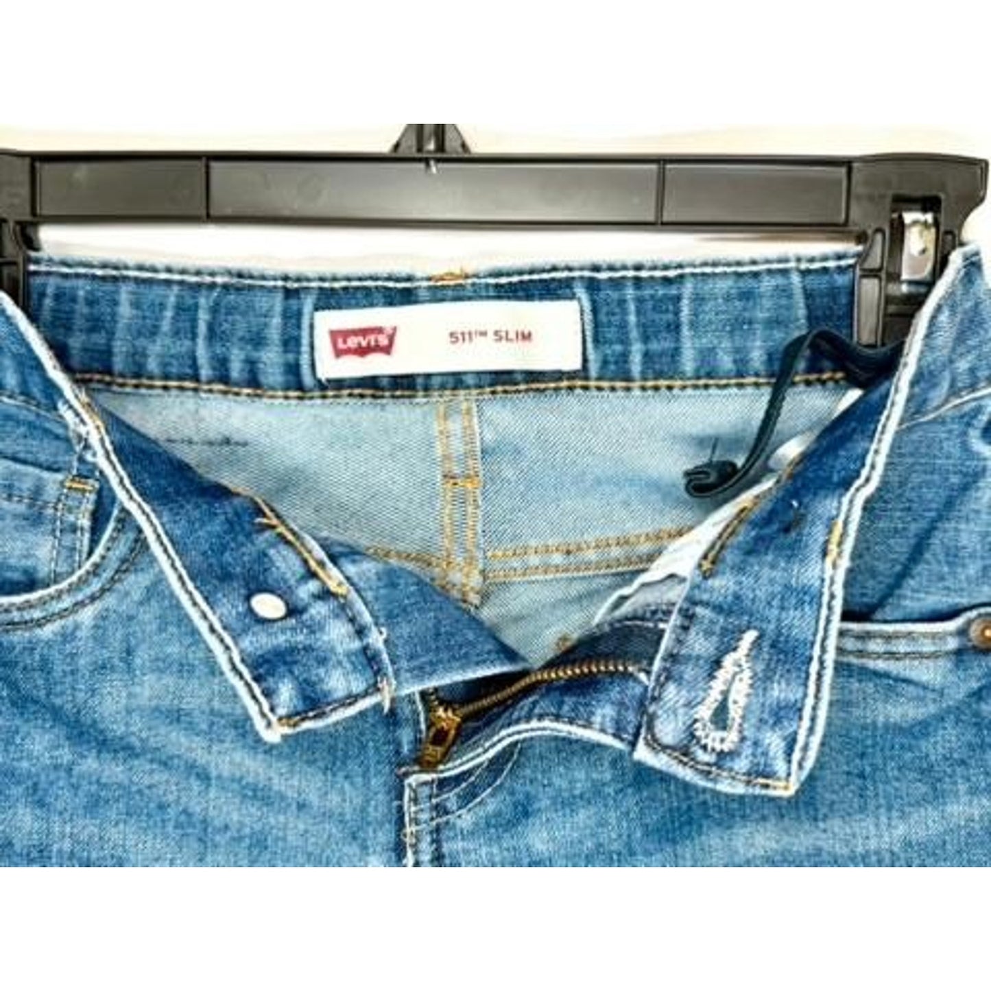 Levis 511 Slim Jeans Boys Size 8 Regular Blue Denim Adjustable Waist 24x25