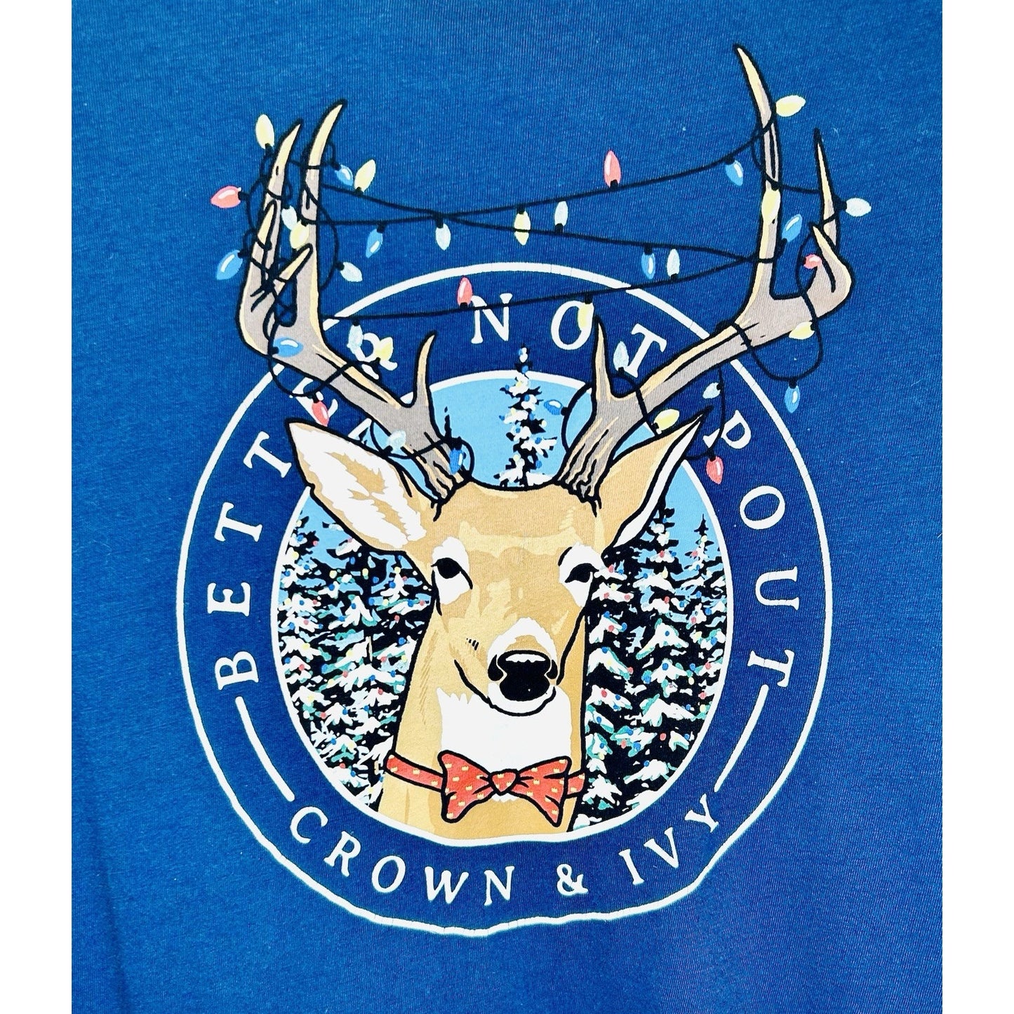 Crown & Ivy Blue Deer Lights Long Sleeve Graphic Tee - Men’s Large