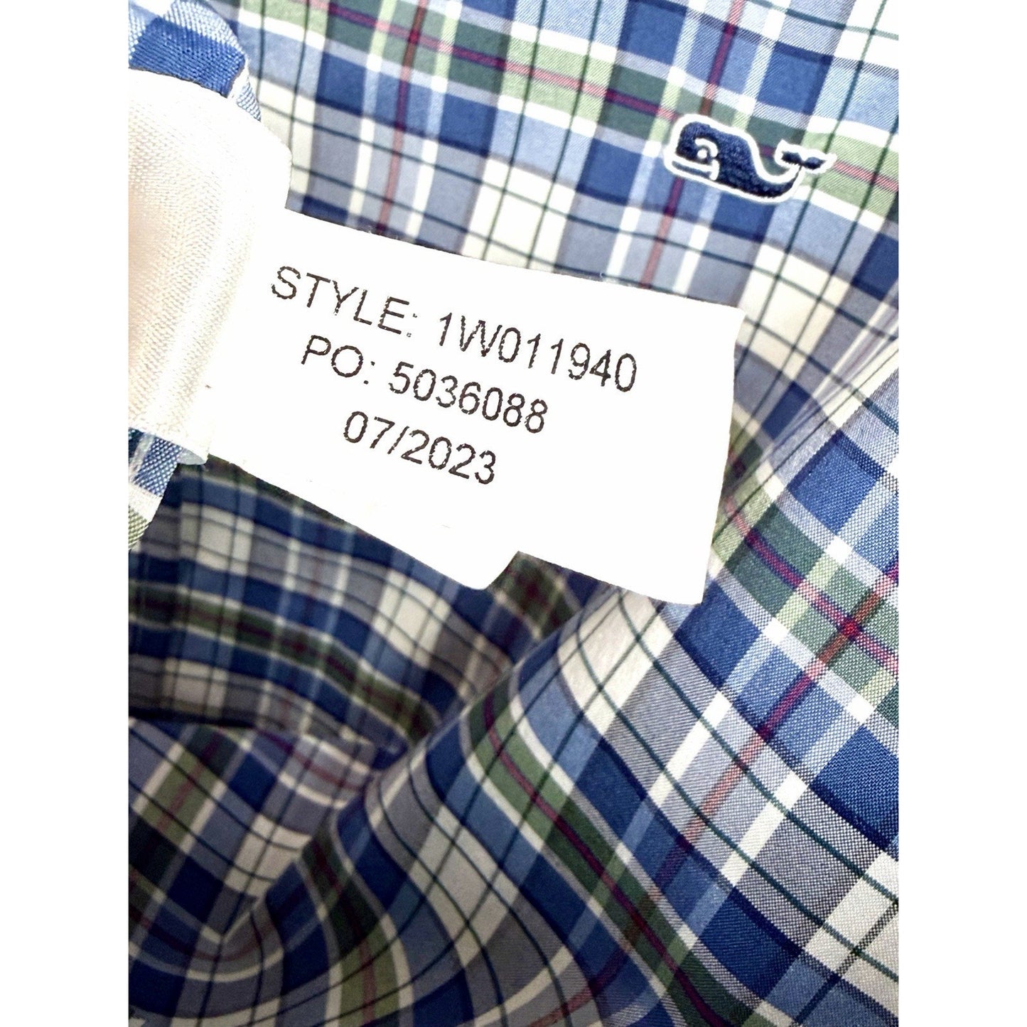 Vineyard Vines Whale Shirt Men Large L Classic Fit Performance Plaid Long Sleeve