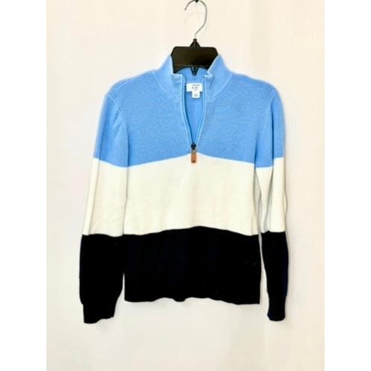Crown & Ivy Kids Boys Size S Blue White Navy Colorblock 1/4 Zip Knit Sweater