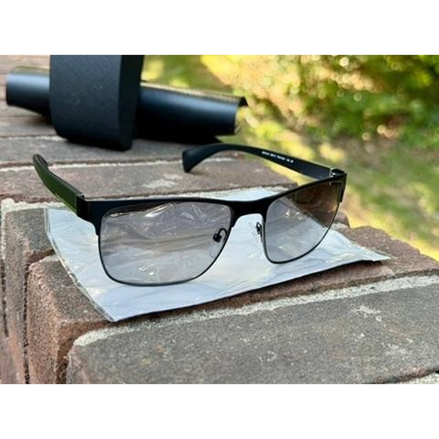 Prada SPR 51O Black Polarized Sunglasses Mens Square Half Rim Italy 58 17 140