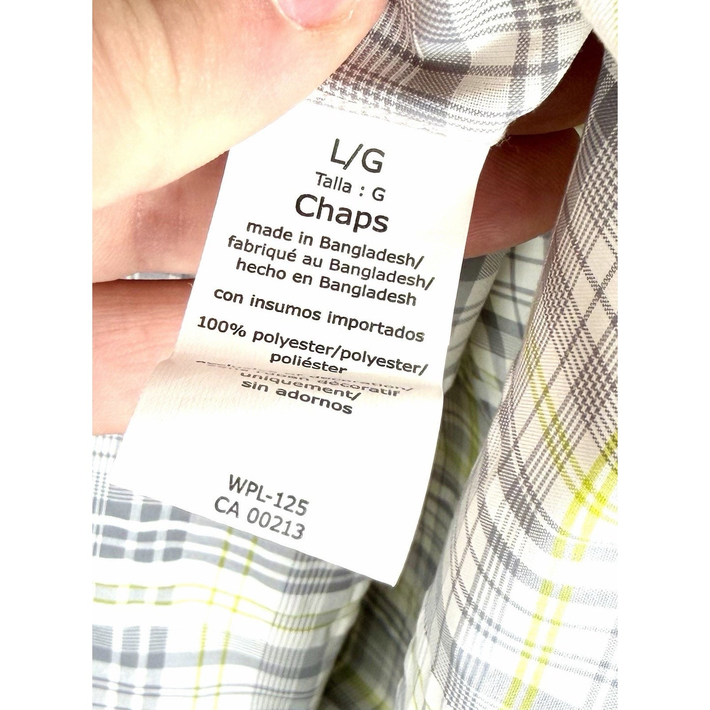 Chaps Shirt Mens Large Button Down Shirt Short Sleeve Grey Easy Care