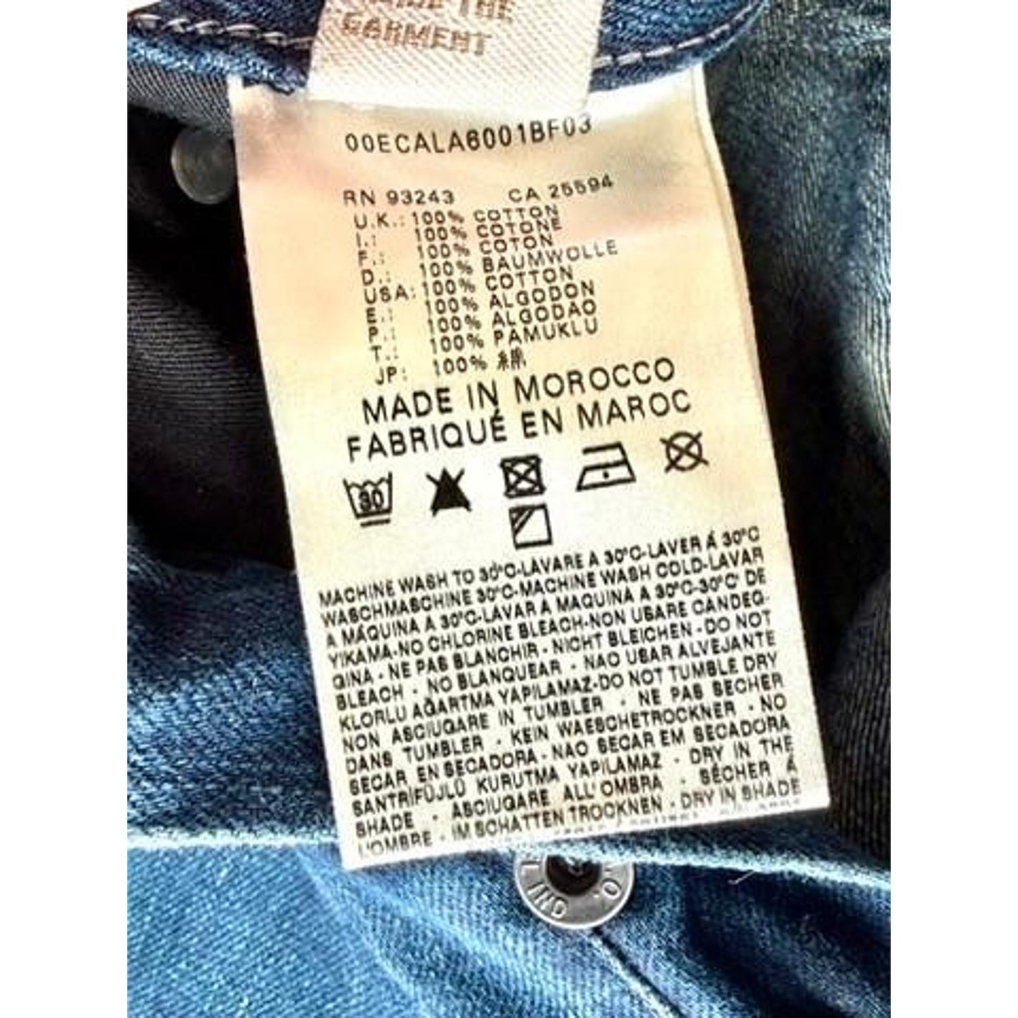 Diesel Darron Jeans Mens 34x34 Blue Denim Wash 0081L Tapered Cotton Morocco