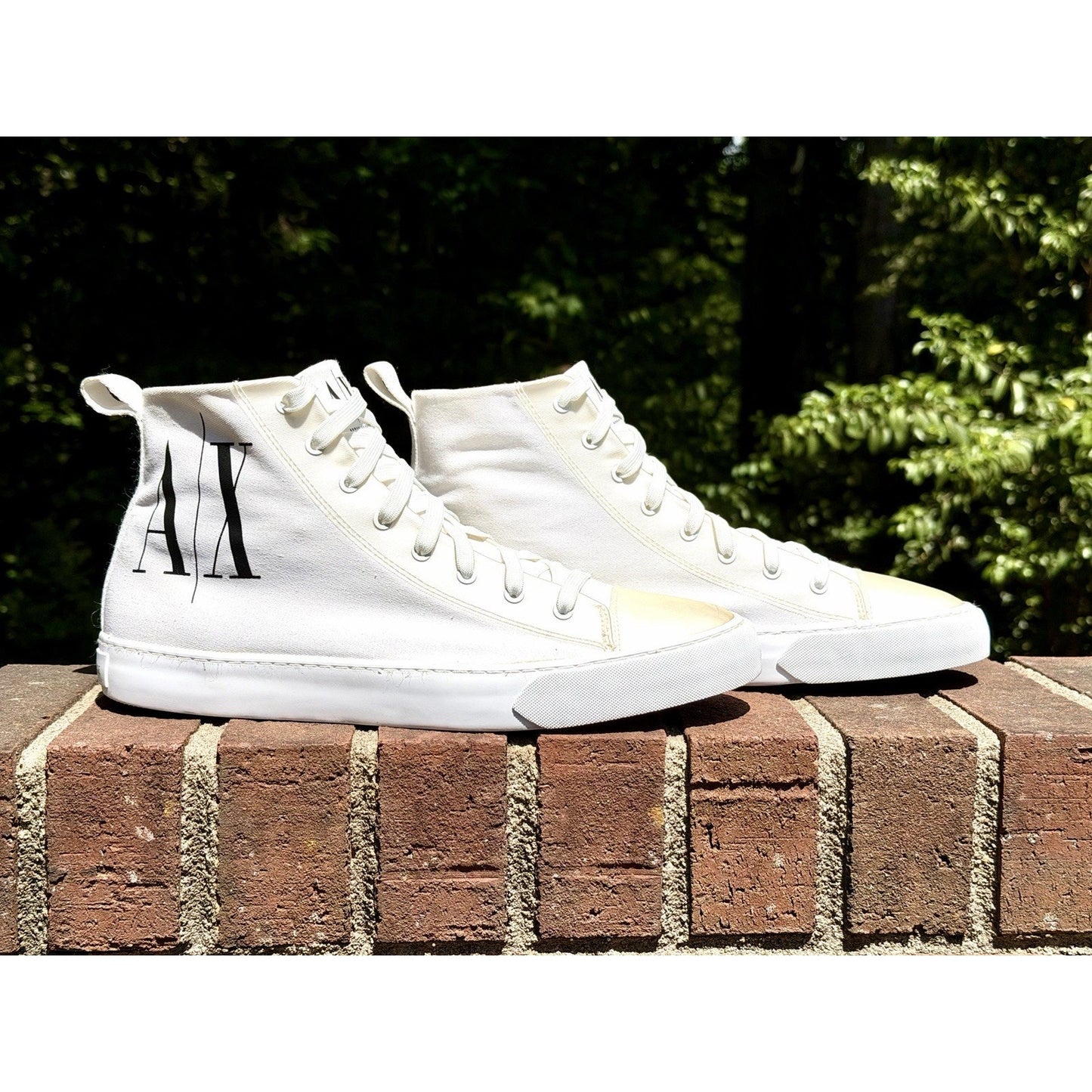 Armani Exchange Men's High Top Icon Logo Canvas Sneakers White Size 11 Excellent