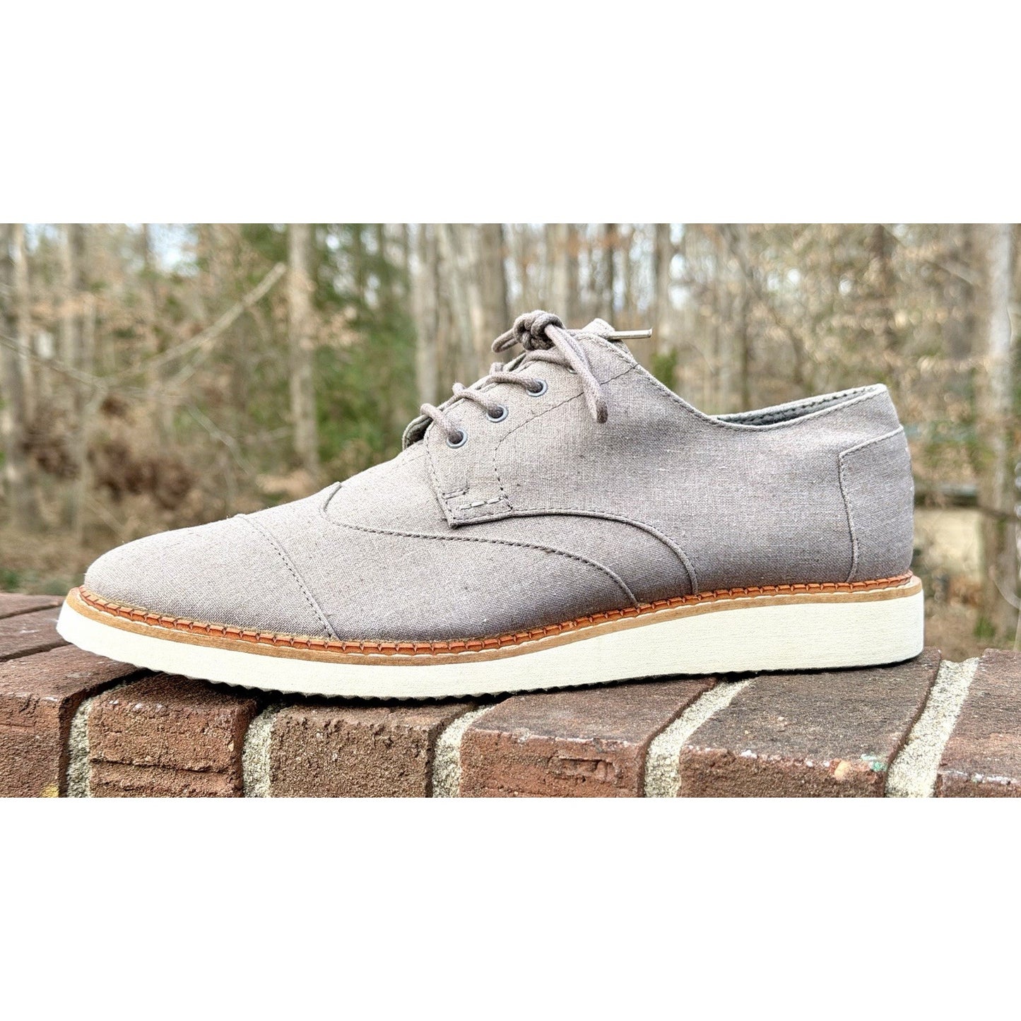 TOMS Brogue Oxford Men’s Size 11 - Dary Gray Leather/Washed Canvas - New w/o Box