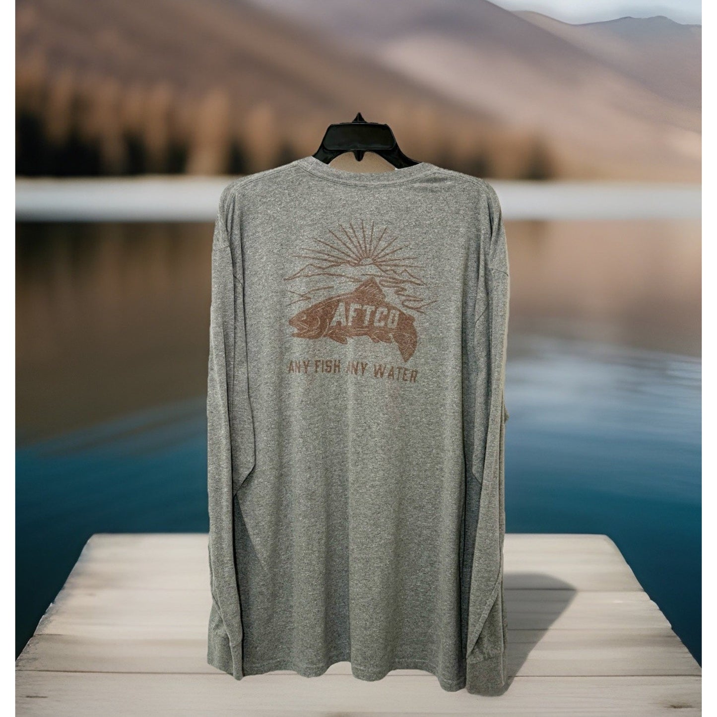 AFTCO Any Fish Any Water L/S Fishing Shirt / Heather Gray / Men’s Size XXL