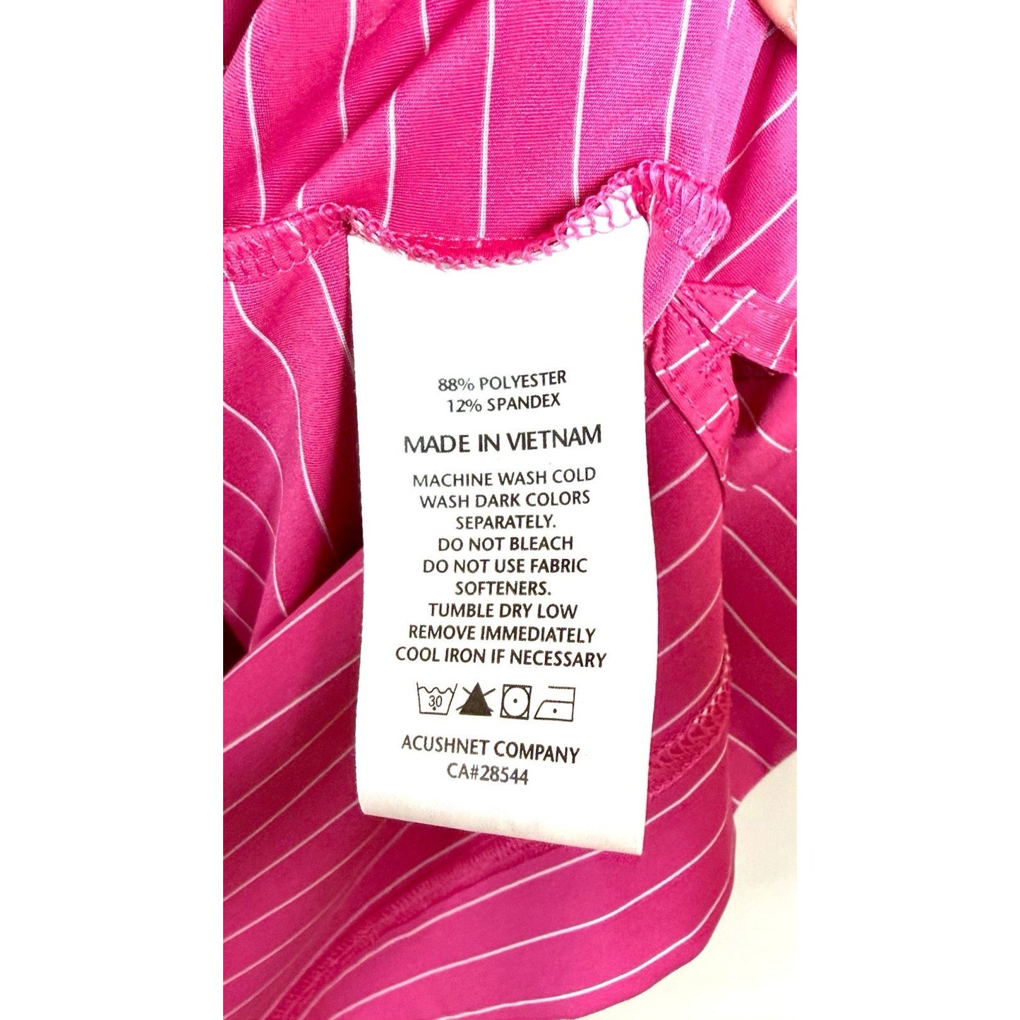 FootJoy Mens Golf Polo Shirt Pink White Striped Stretch Embroidered Top Tall L