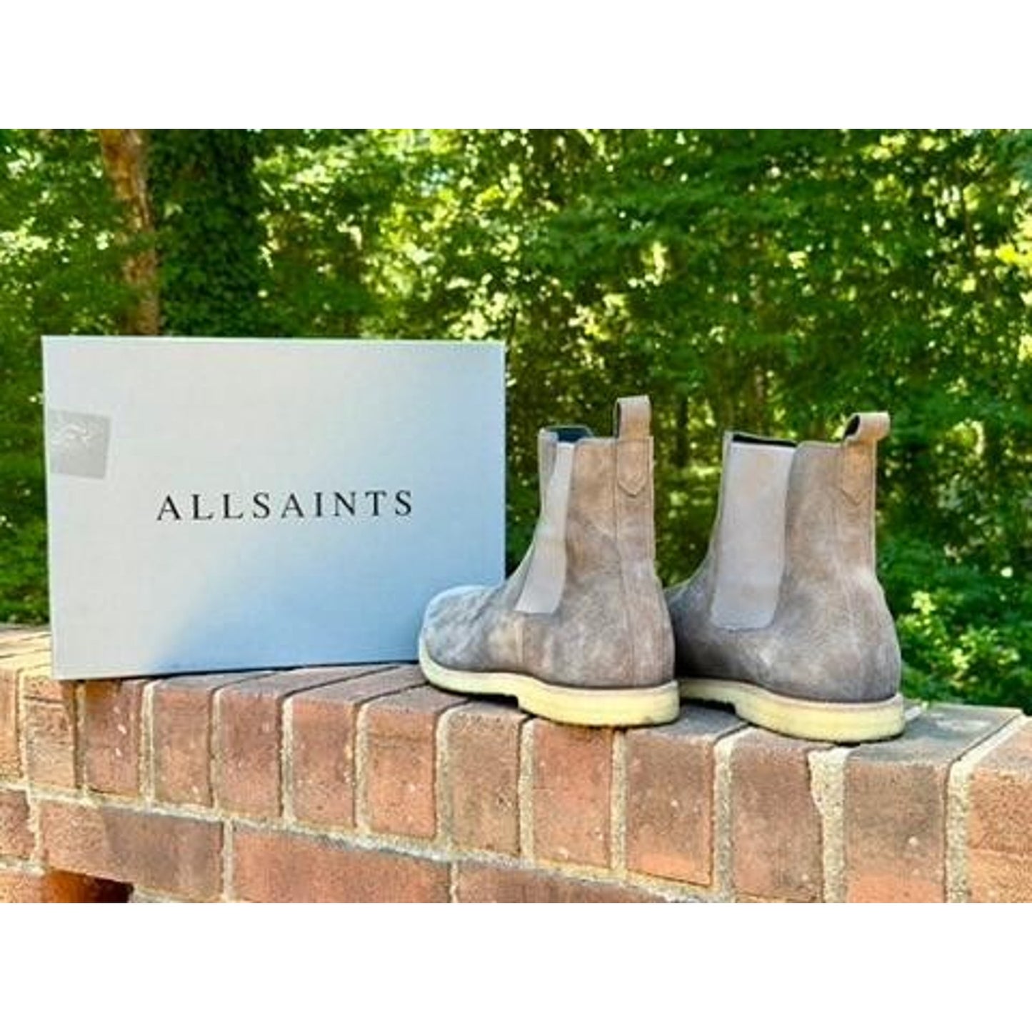 AllSaints Reiner Chelsea Boots Mens Size 12 Slate Grey Suede Crepe Sole