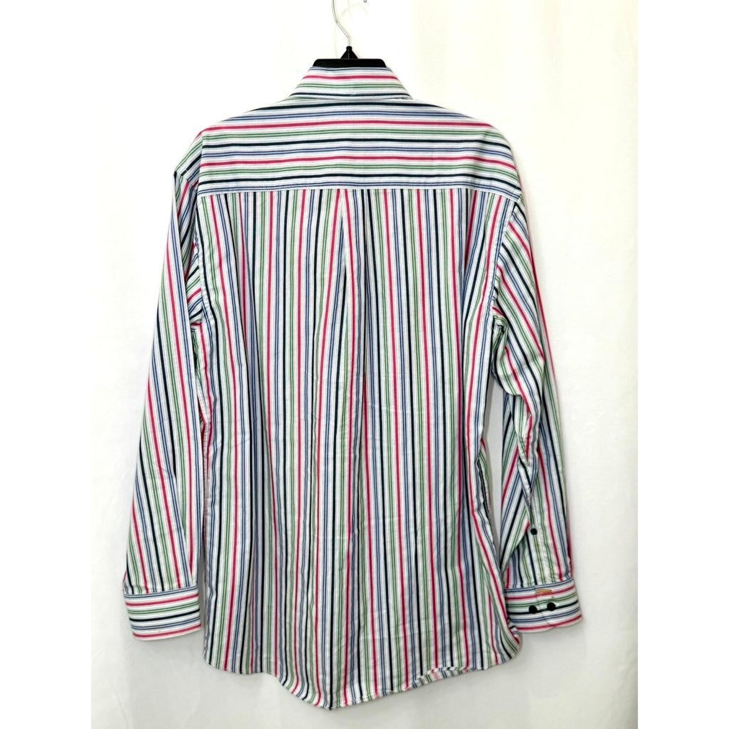 Alan Flusser Shirt Mens Medium Multicolor Stripe Cotton Long Sleeve Button Down
