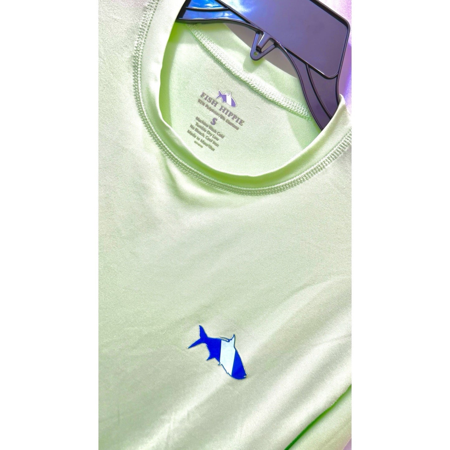 Fish Hippie Dri Fit Long Sleeve Performance Shirt Size Small In Lime Green