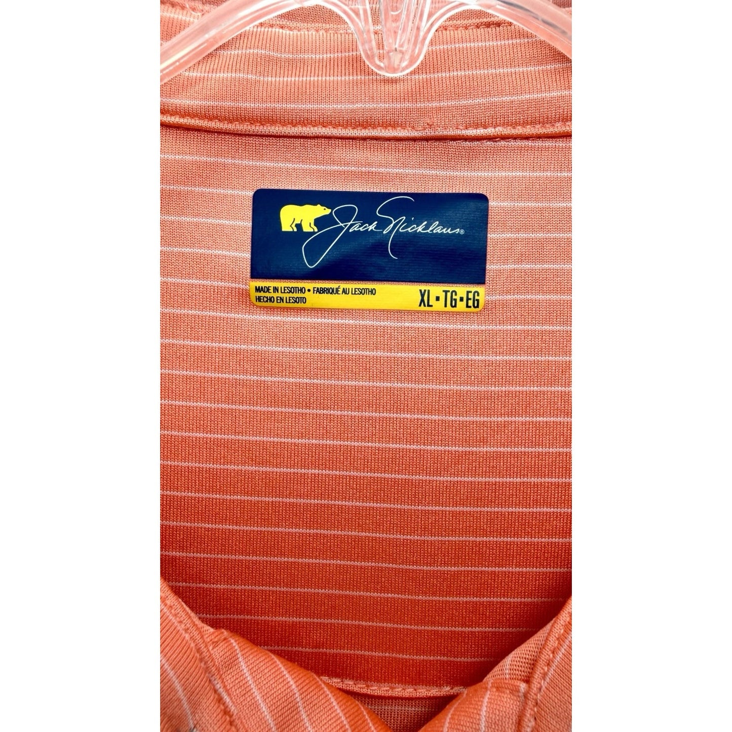 Jack Nicklaus Men's Golf Stay Dri Short Sleeve Polo Shirt Orange Striped Size XL