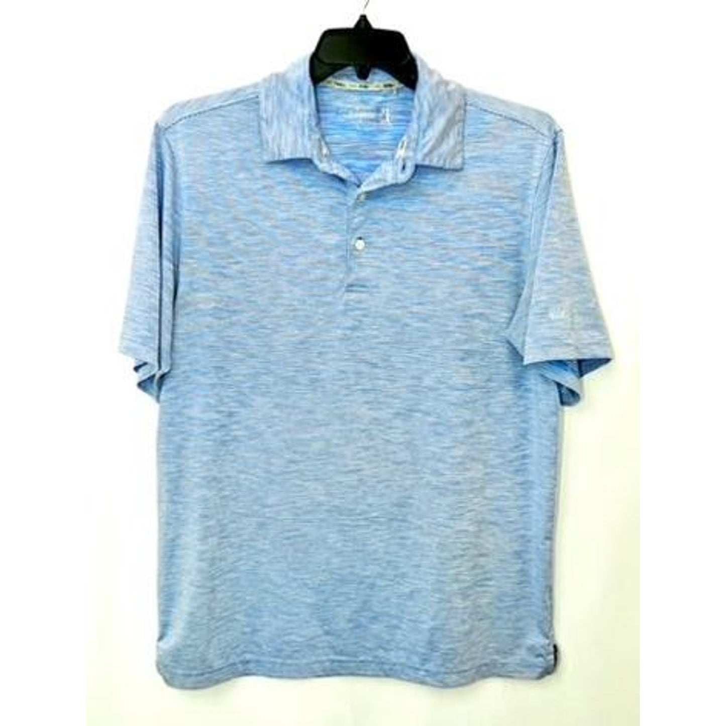 Walter Hagen Golf Polo Shirt Mens Medium Blue White Striped Short Sleeve Spandex