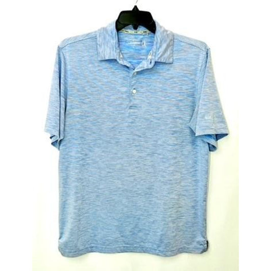 Walter Hagen Golf Polo Shirt Mens Medium Blue White Striped Short Sleeve Spandex