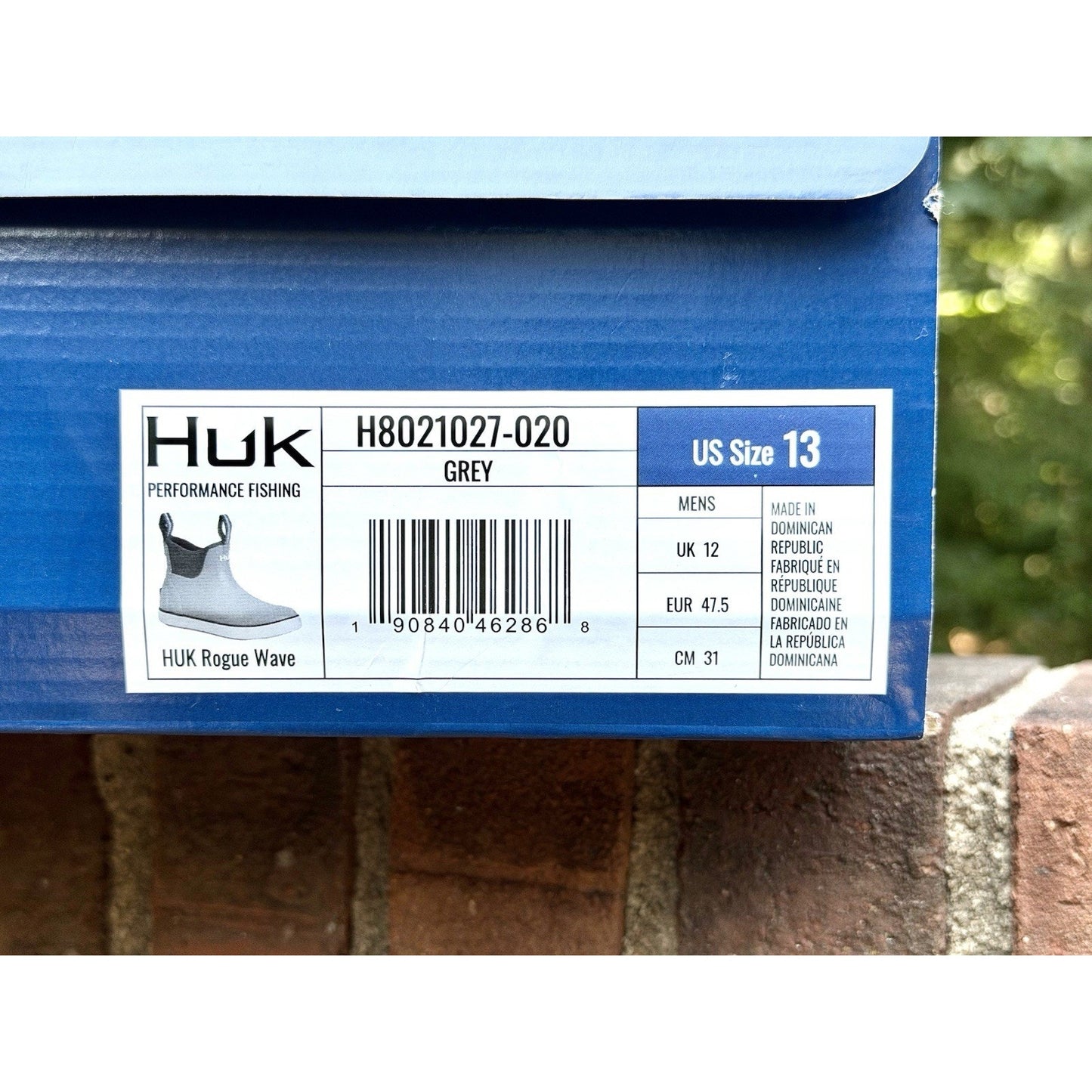 HUK Men’s Rogue Wave Fishing Deck Boots Waterproof Rubber Gray White Size 13 NIB