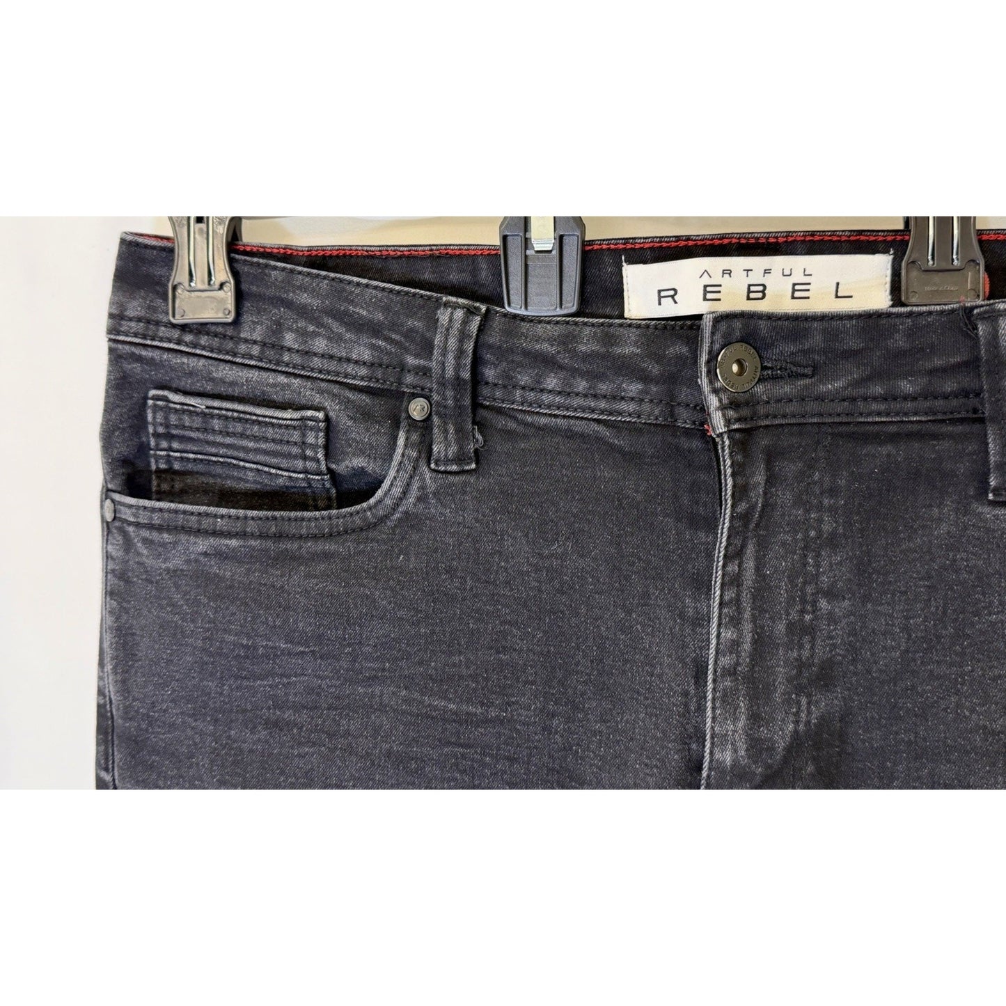 Artful Rebel Jeans Mens 34x32 Black Jax Slim Fit Straight Leg Stretch NWOT