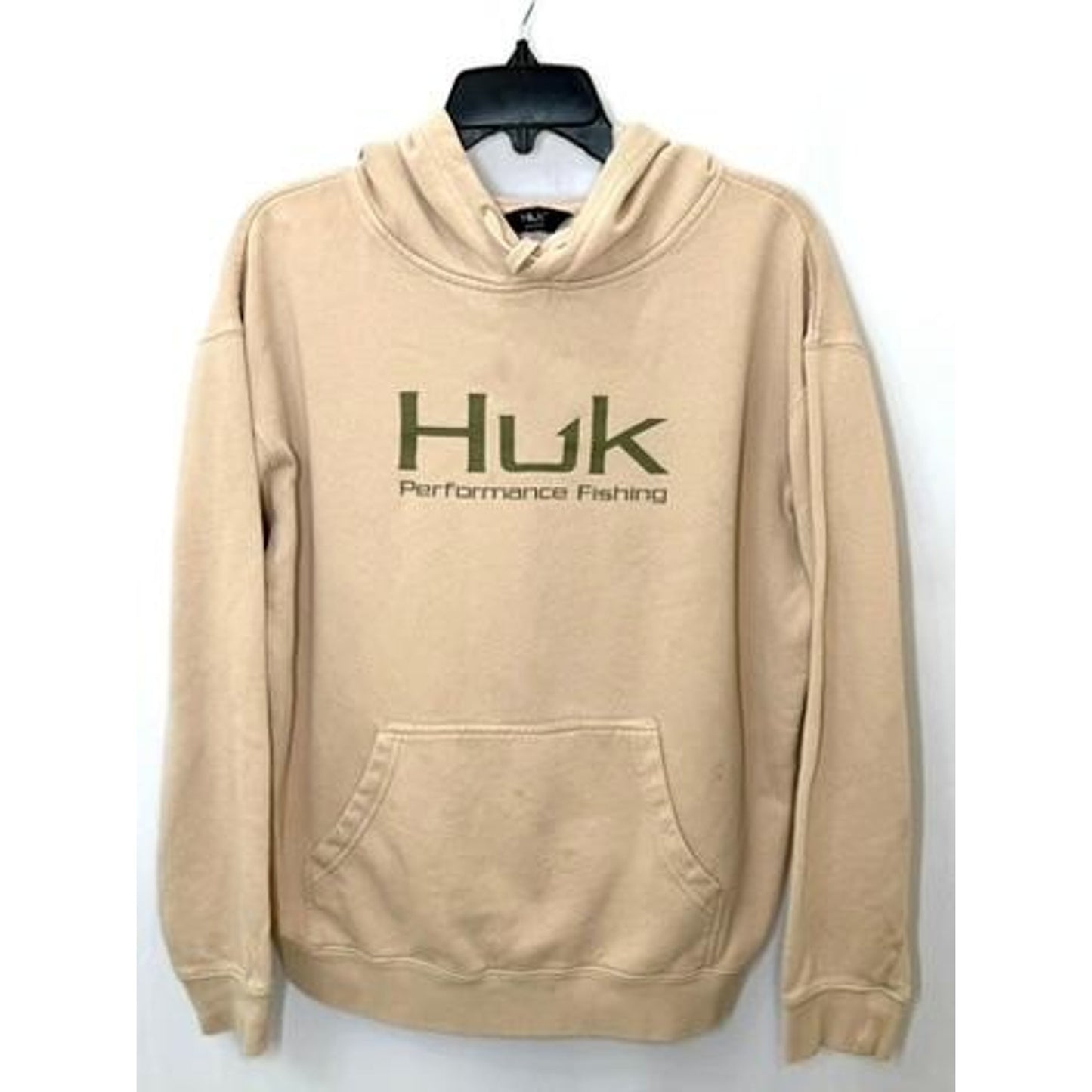 Huk Performance Fishing Hoodie Mens Medium Beige Cotton Blend Pullover