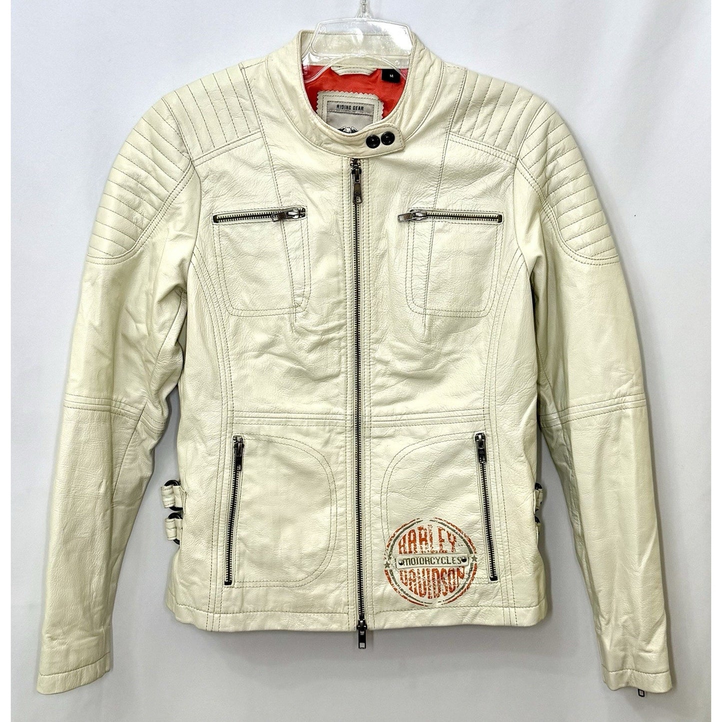 Harley Davidson Women’s SPRING BROOK Leather Jacket Off-White - Size Medium