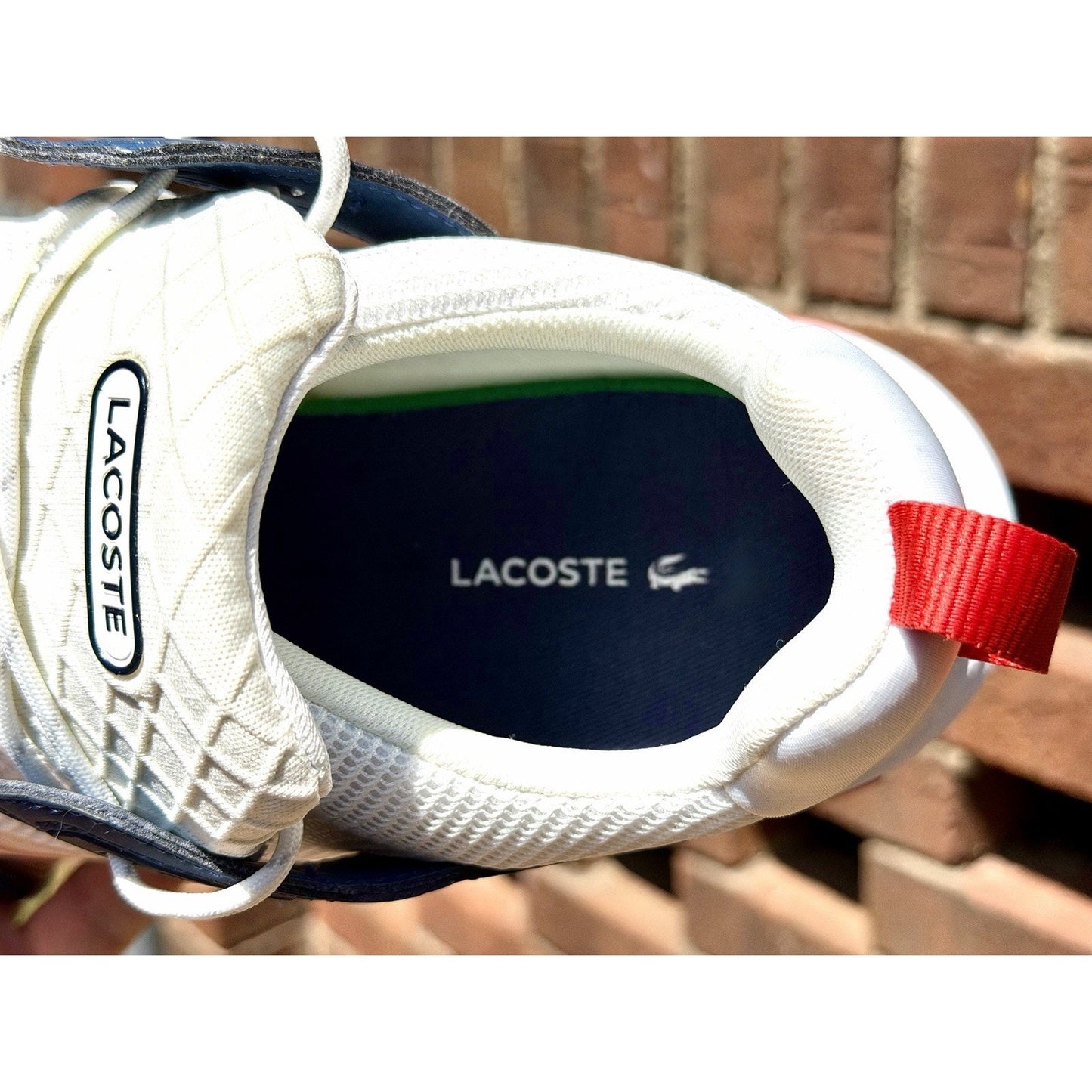 Lacoste L003 Men's Sneakers White Navy Red Size 12 Excellent Condition Worn 2x