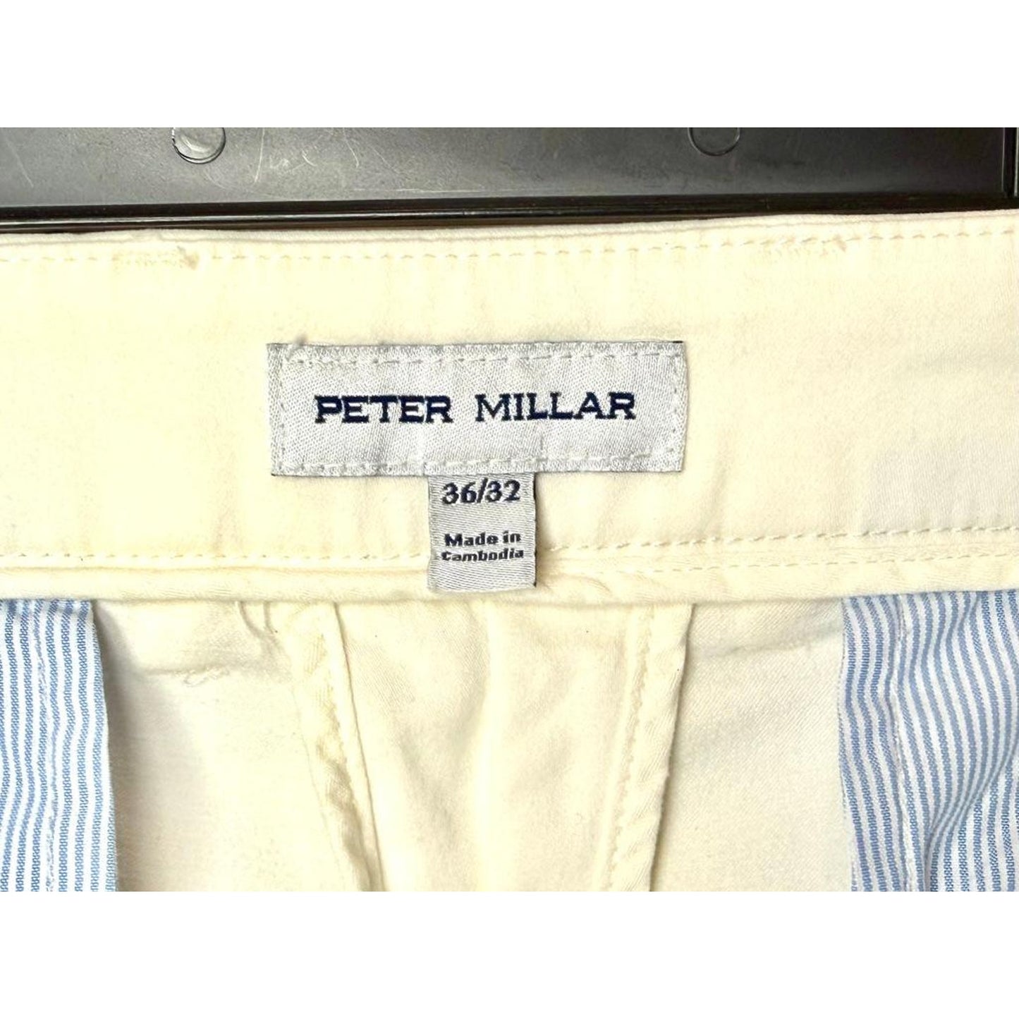 Peter Millar Signature Sateen Pants Mens 36x32 Off White Classic Fit Stretch