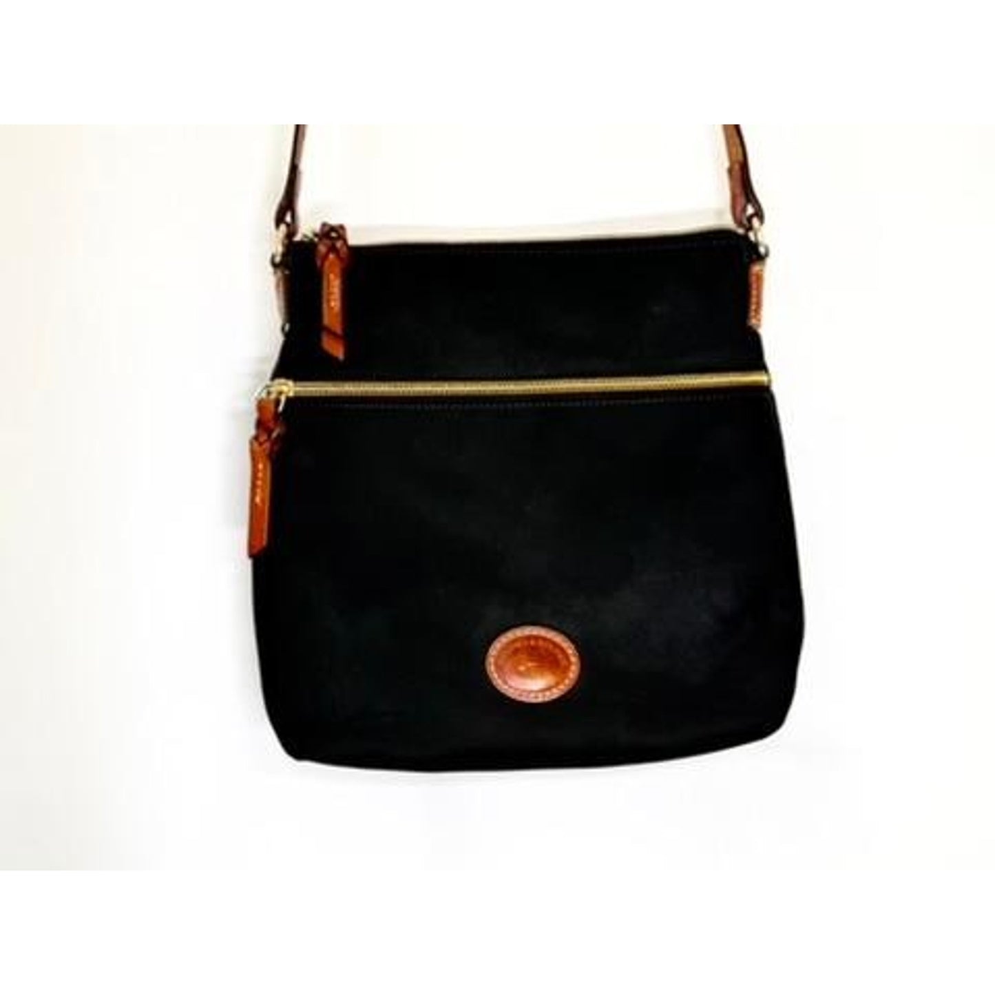 Dooney & Bourke Nylon Crossbody Bag Black Leather Trim Messenger Shoulder Purse