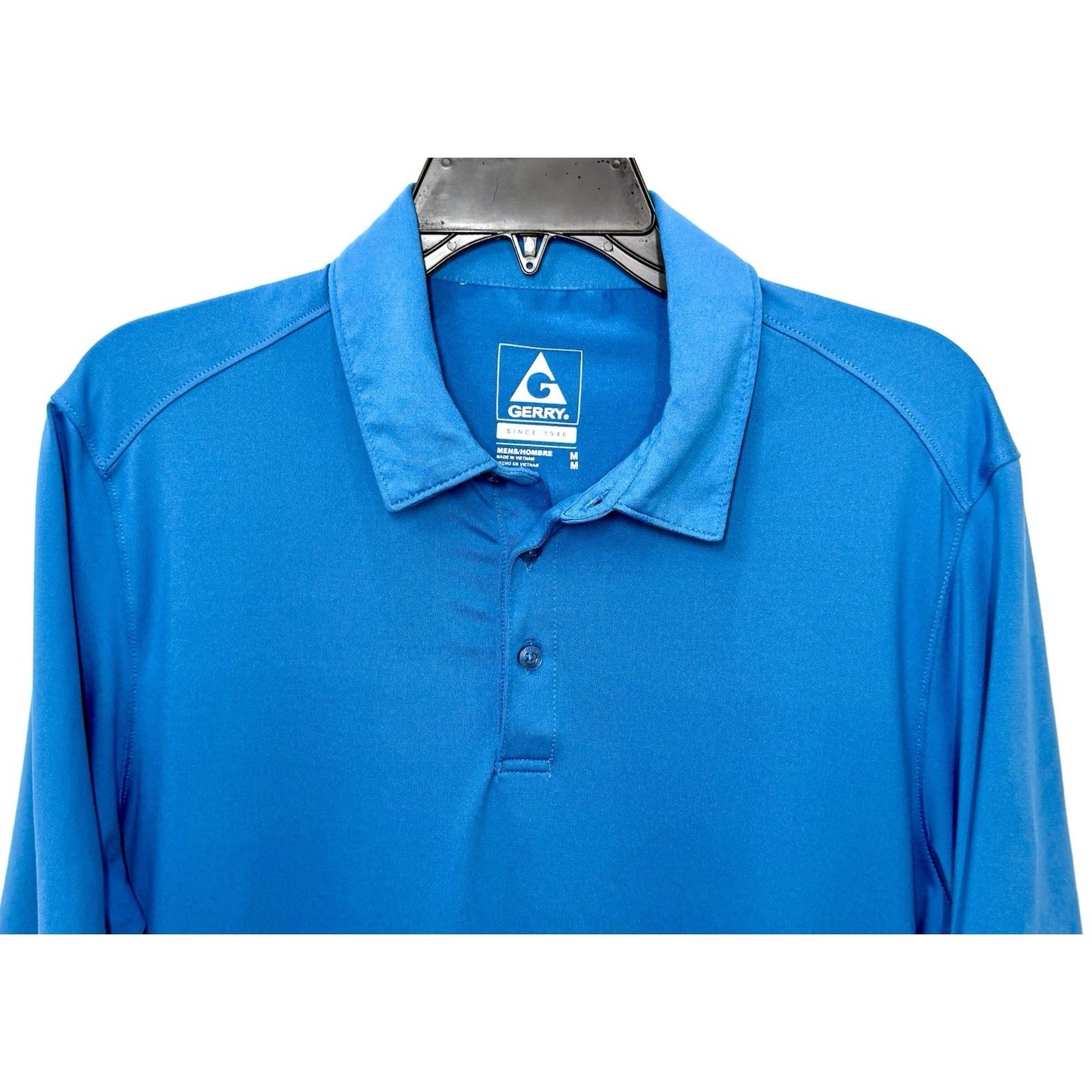 Gerry Men’s Blue Short Sleeve Collared 3 Button Comfort Stretch Polo Shirt s M