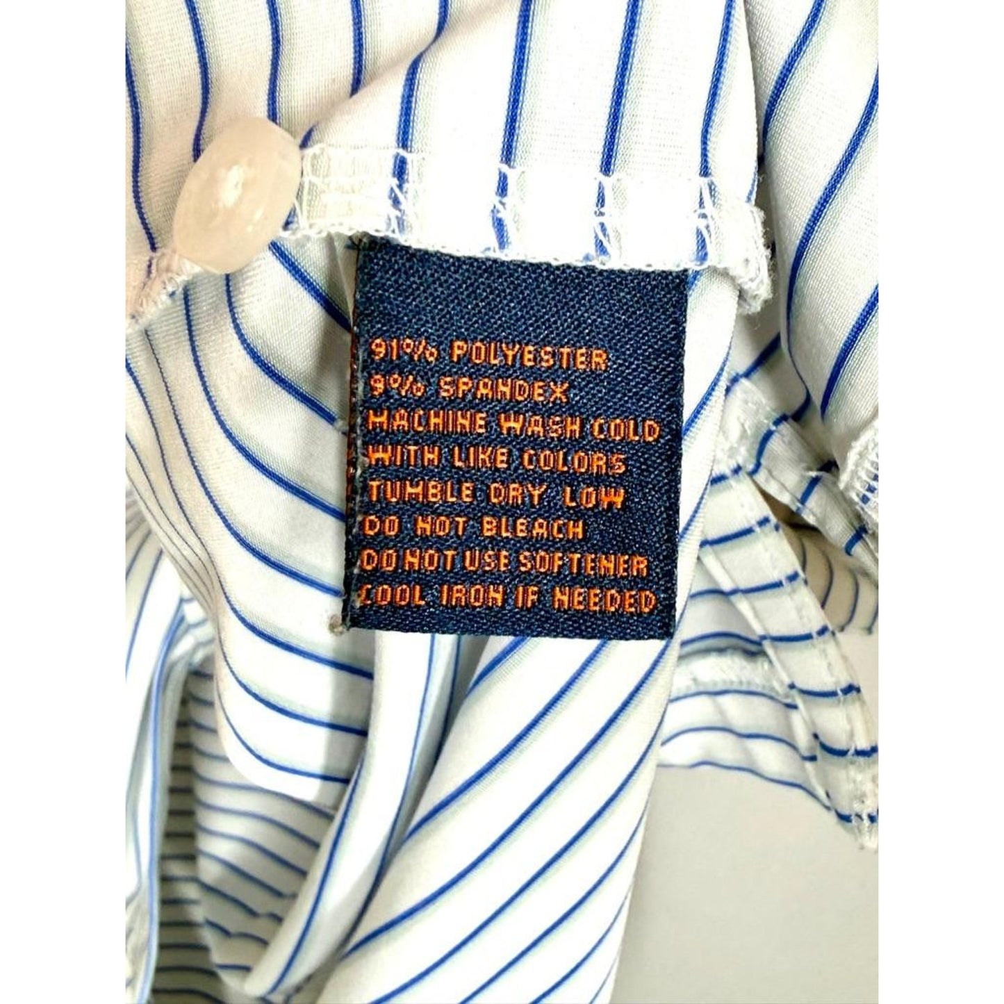 Donald Ross Sport Mens Large Blue White Striped Golf Polo Shirt Short Sleeve