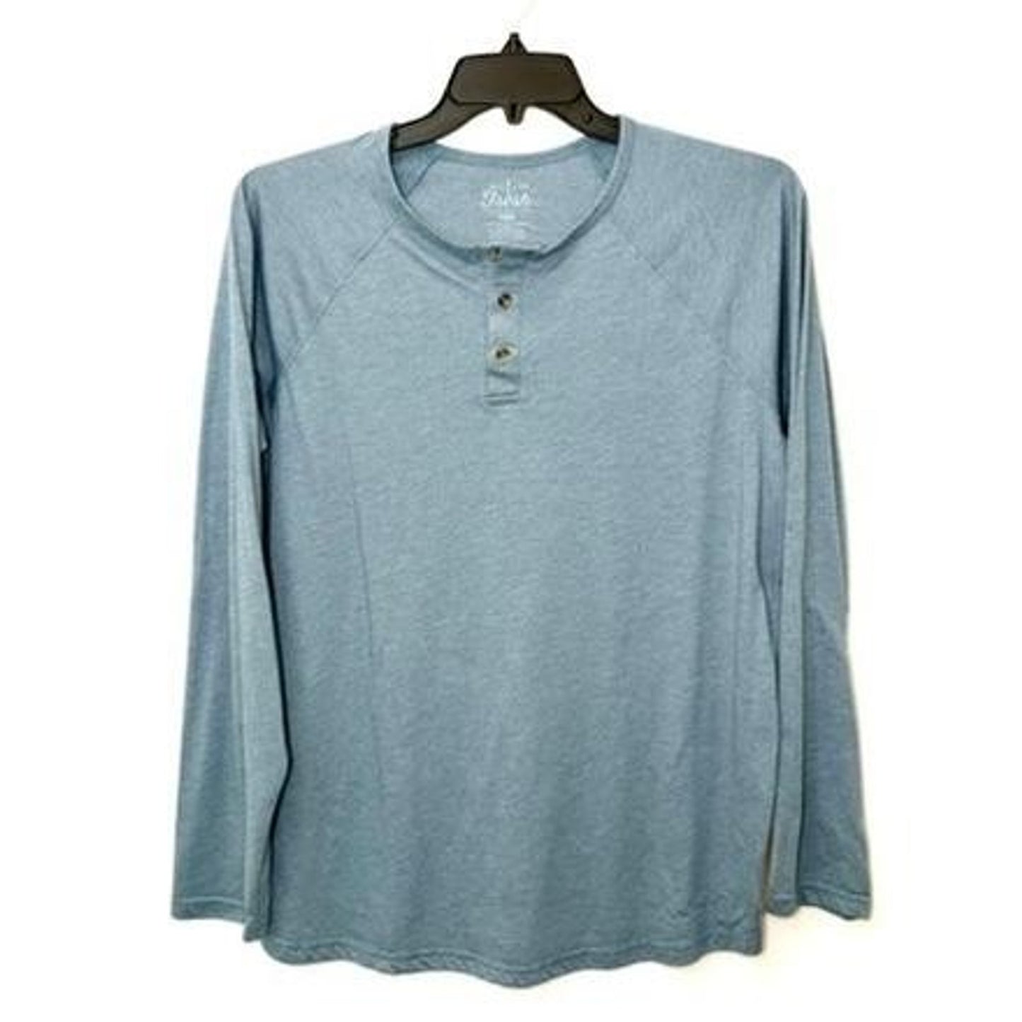 Fresh Clean Tees Henley Shirt Mens XL Blue Long Sleeve Raglan Tri-Blend