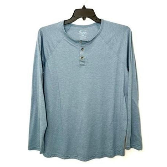 Fresh Clean Tees Henley Shirt Mens XL Blue Long Sleeve Raglan Tri-Blend