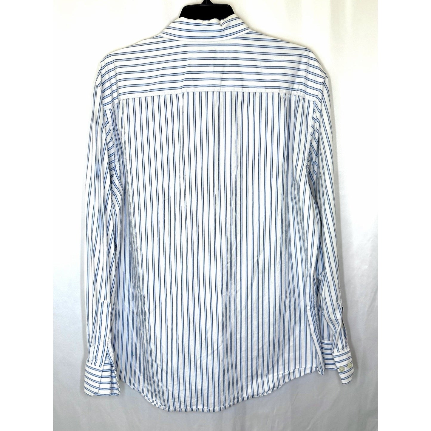 Banana Republic Shirt Men’s L 16-16.5 Button-Up Blue Striped Long Sleeves Cotton