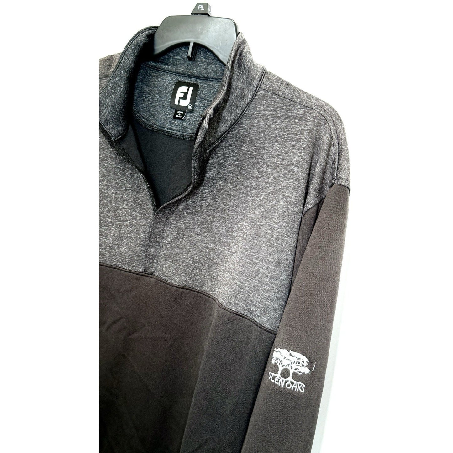 FootJoy XL Heather Yoke Half-Zip Golf Pullover Mid-Layer Black Gray Glen Oaks