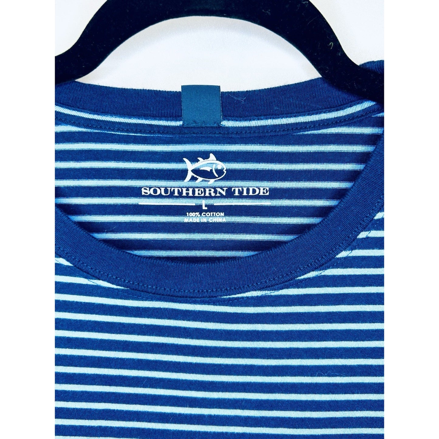 Southern Tide Men’s Stripe Skipjack S/S Tee True Navy Size Large MSRP $44.00