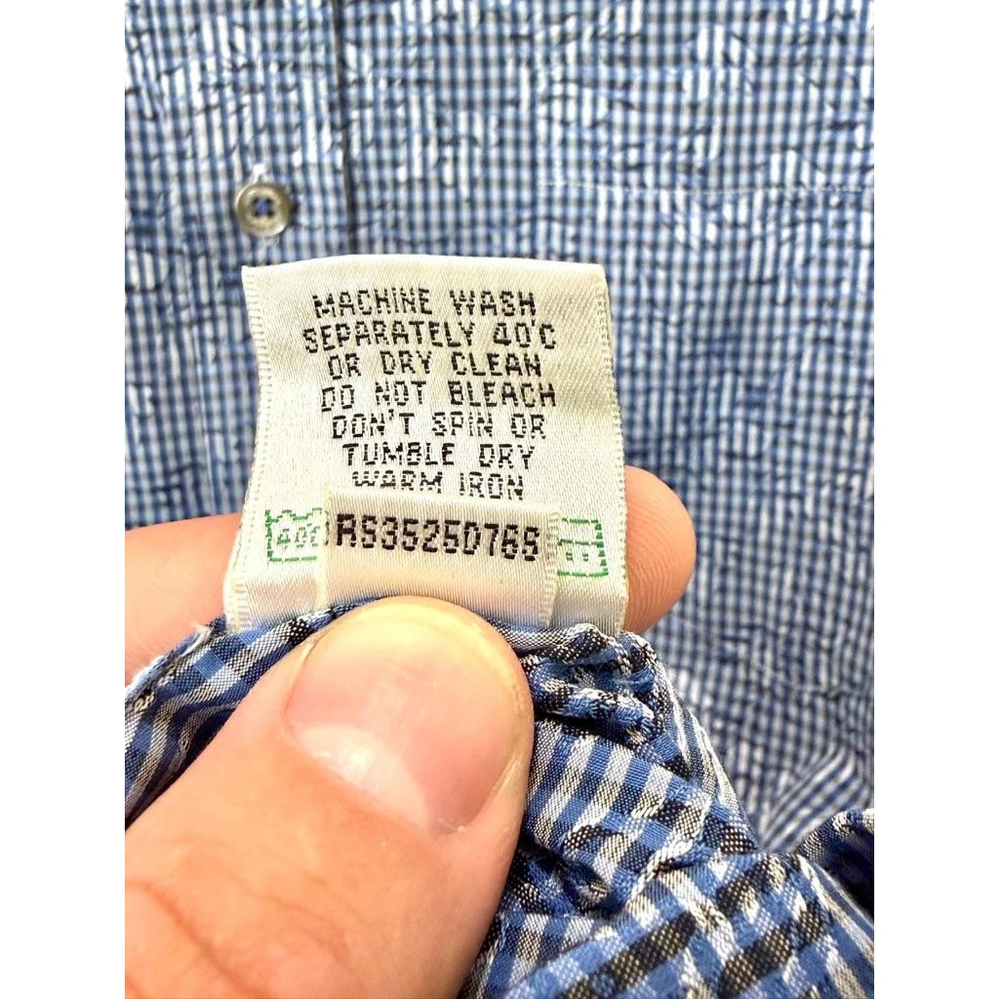Bugatchi Uomo Shirt Mens Large Blue Gingham Floral Long Sleeve Shaped Fit Cotton