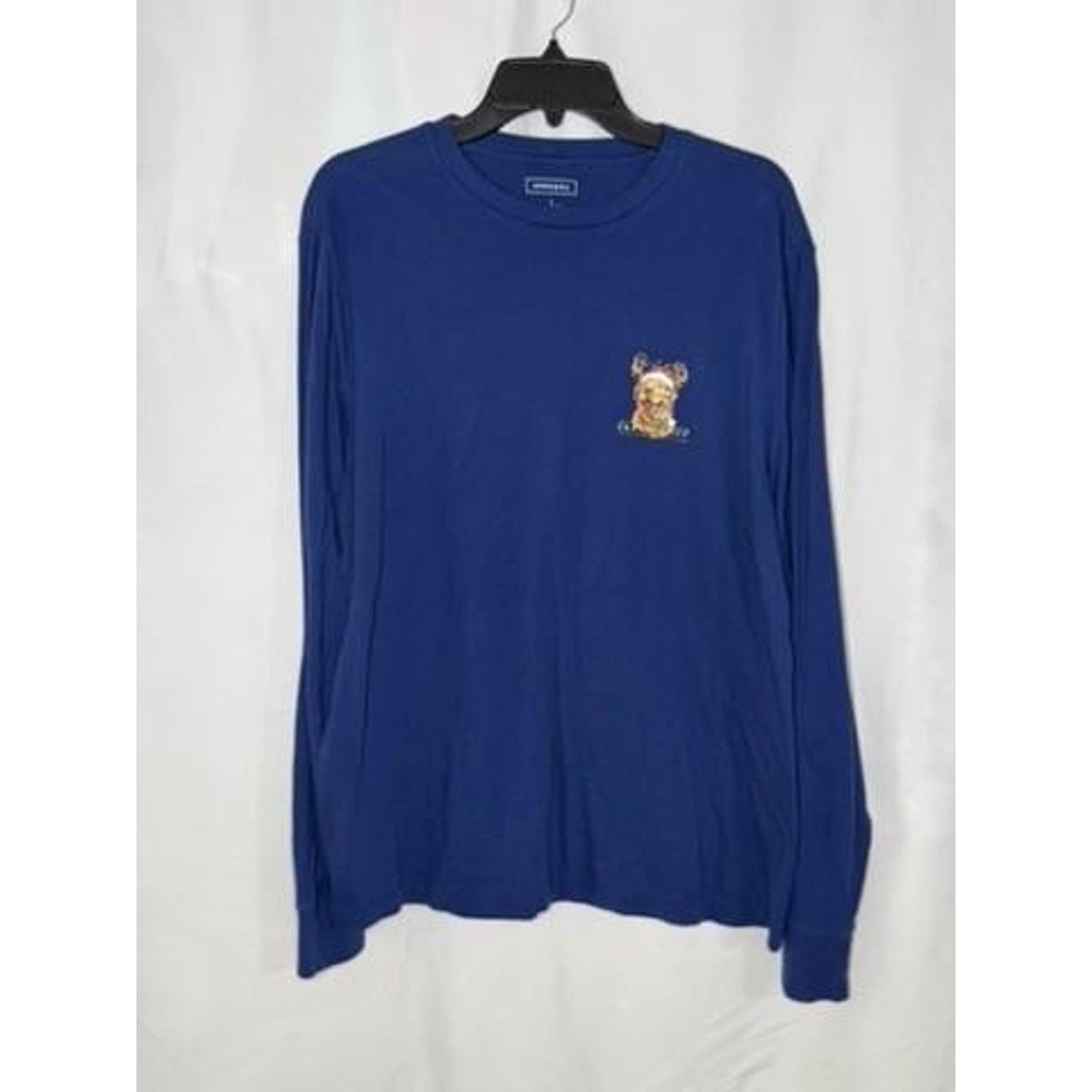 Crown & Ivy Christmas Golden Retriever Long Sleeve T-Shirt Mens Large Blue Dog