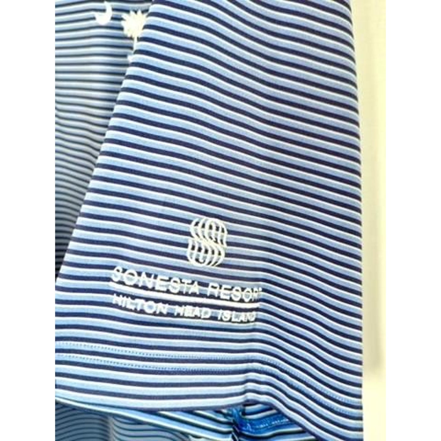 Sonesta Resort Hilton Head Island Polo Shirt Mens Large Blue Striped Golf South