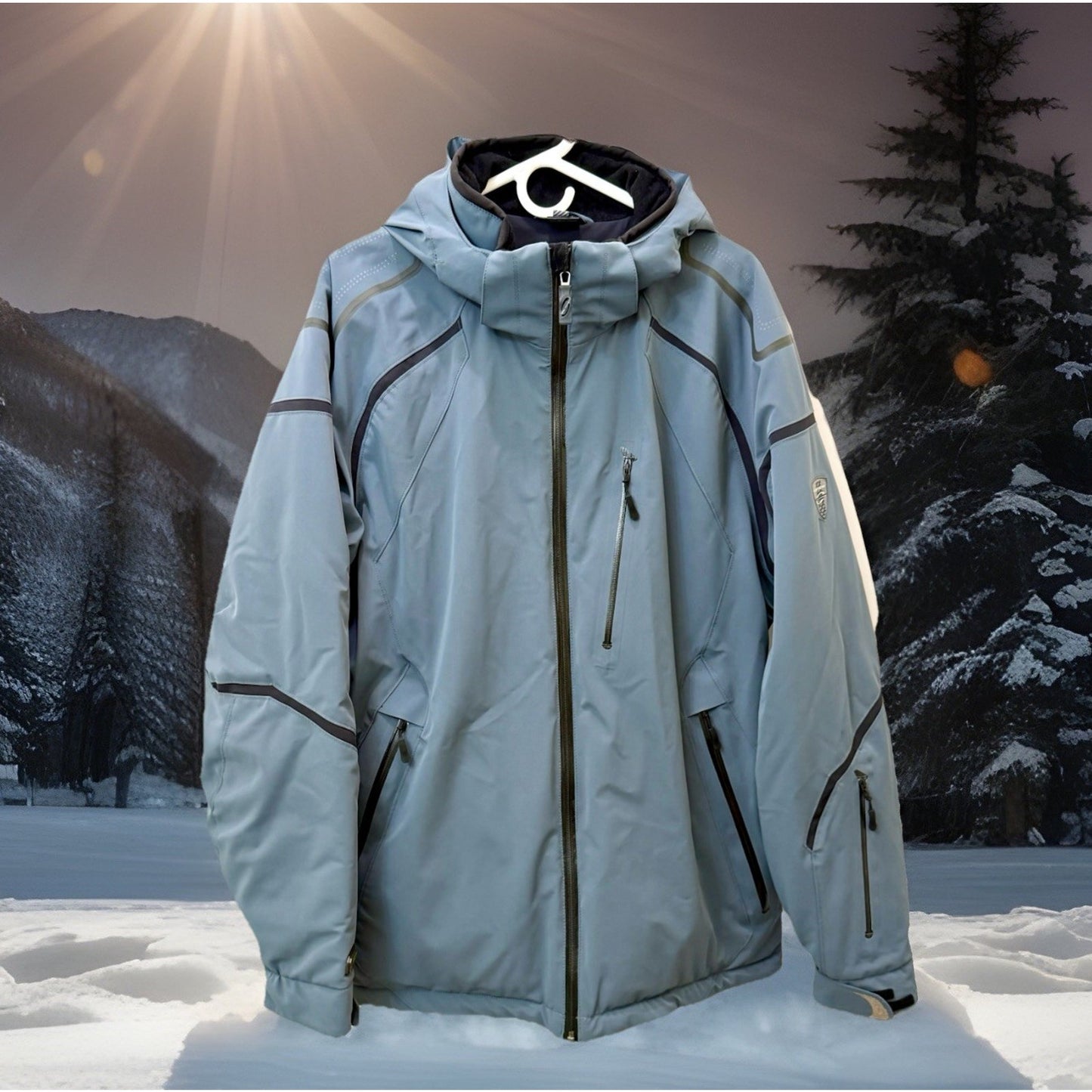 OBERMEYER PRIME Mens XL Ski Jacket RECCO HydroBlock Waterproof Slate Blue Coat